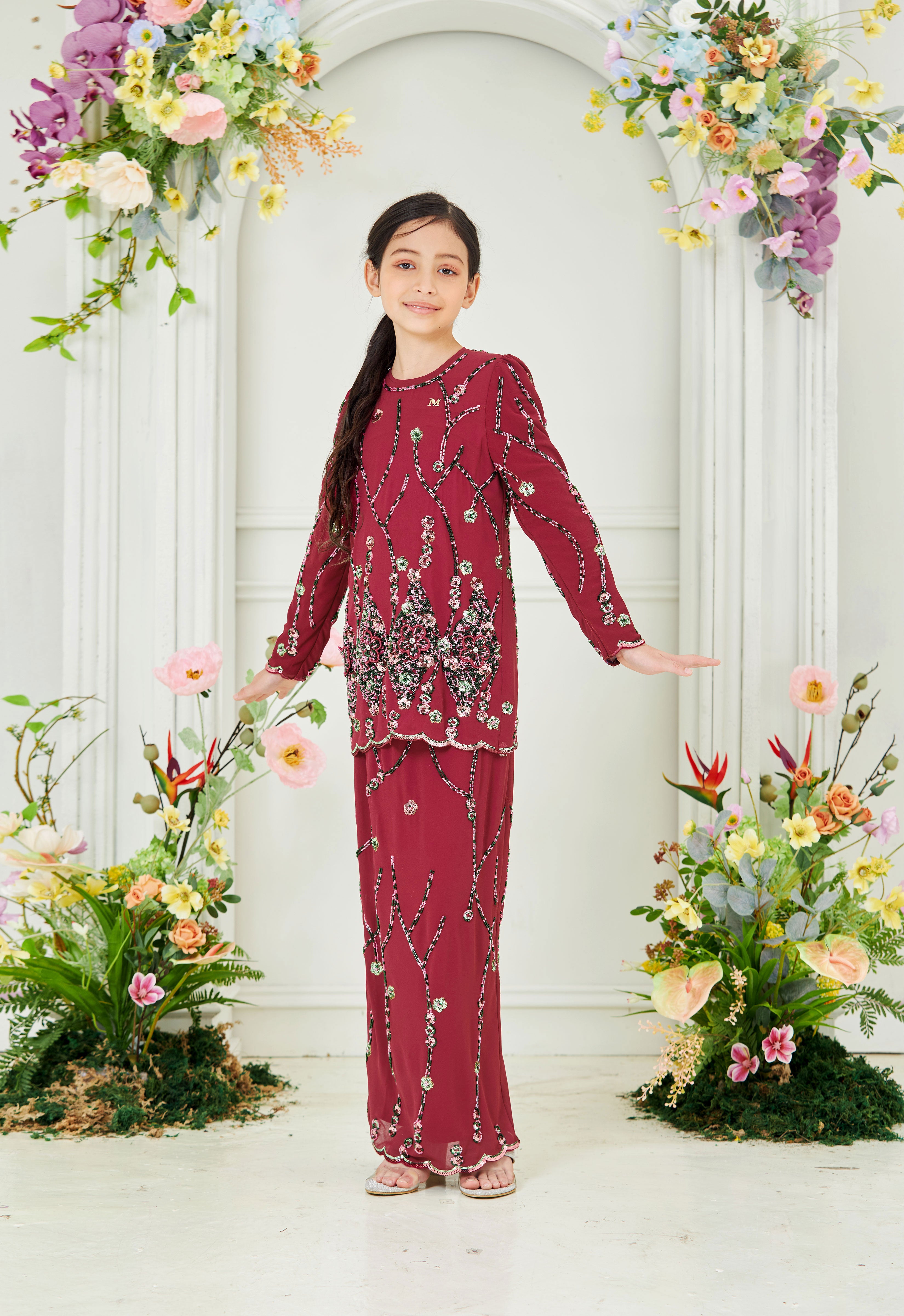 WAFIYAA SUPER LUXE KIDS KURUNG - MAGENTA