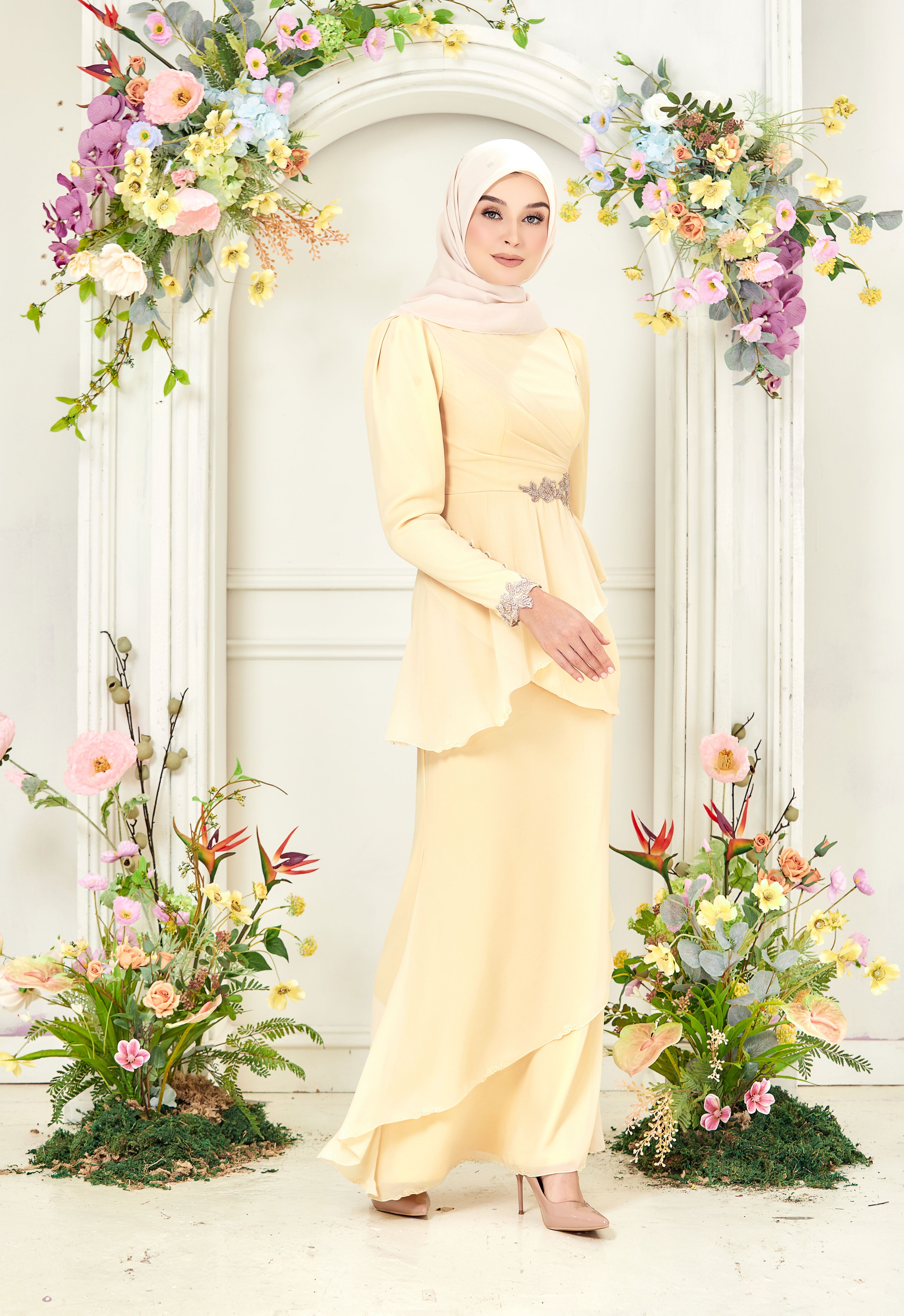 AYLEEN RUFFLE KURUNG - SOFT YELLOW