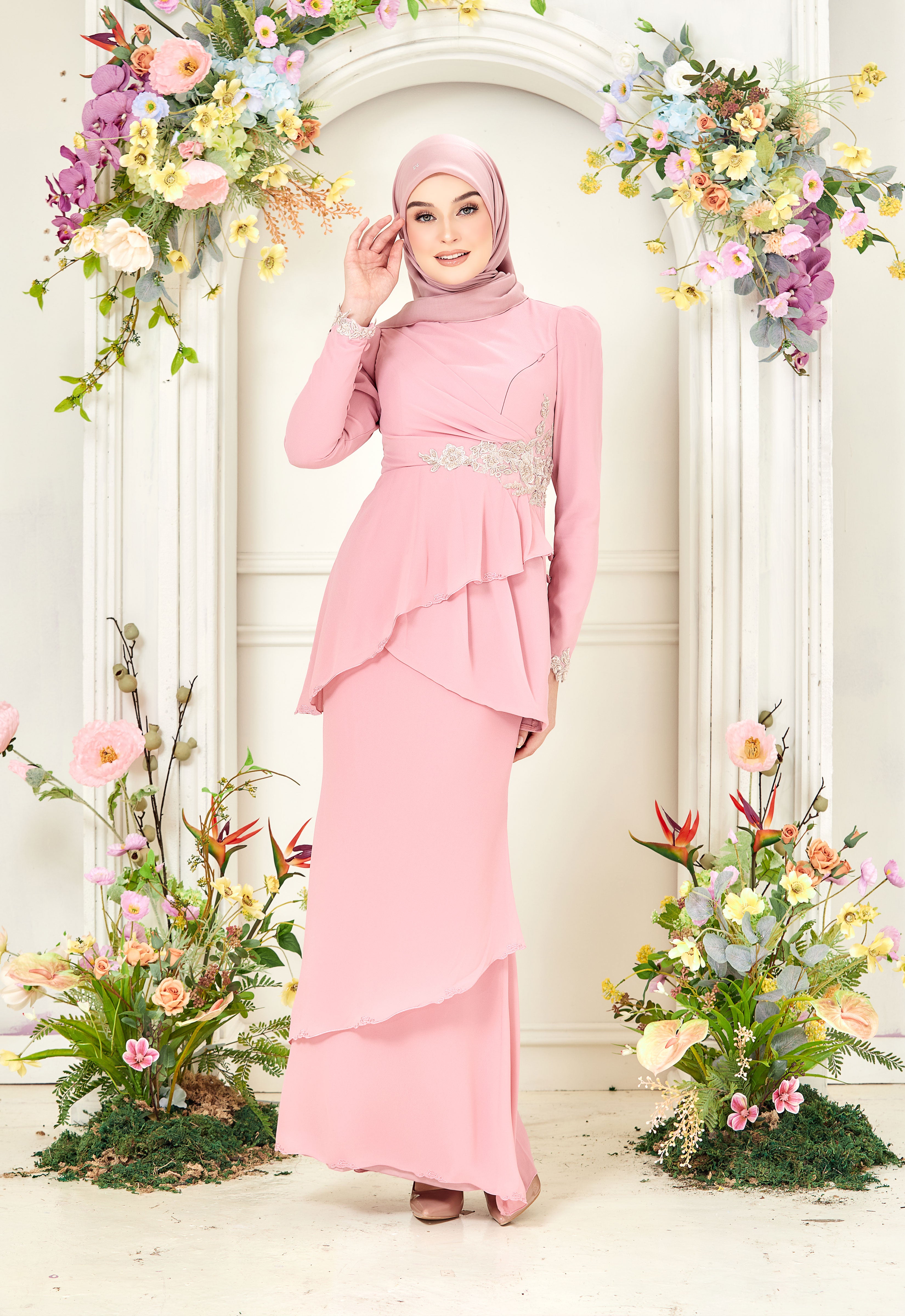 AYLEEN RUFFLE KURUNG - CANDY PINK