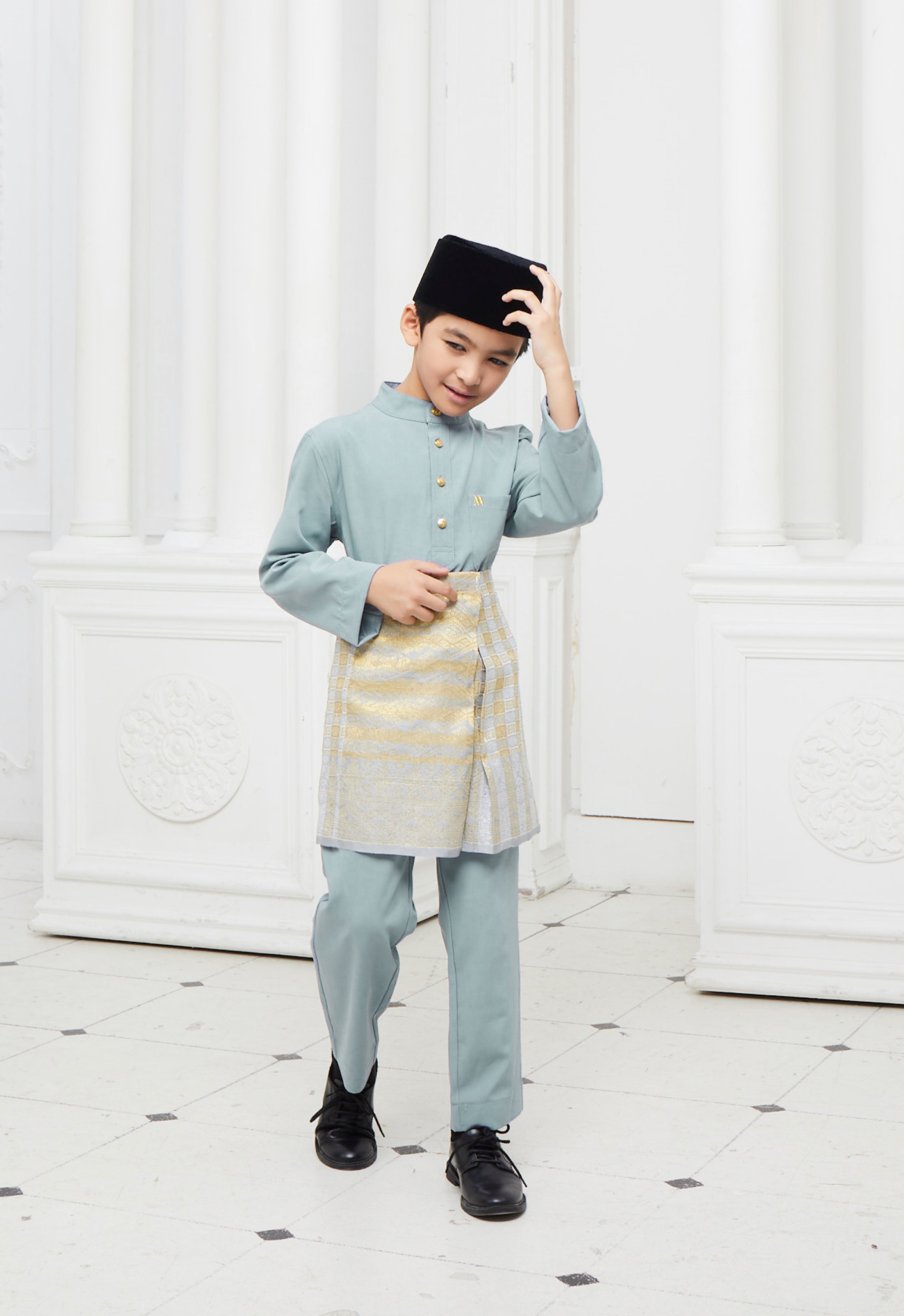 BAJU MELAYU KIDS - BLUE GRAY