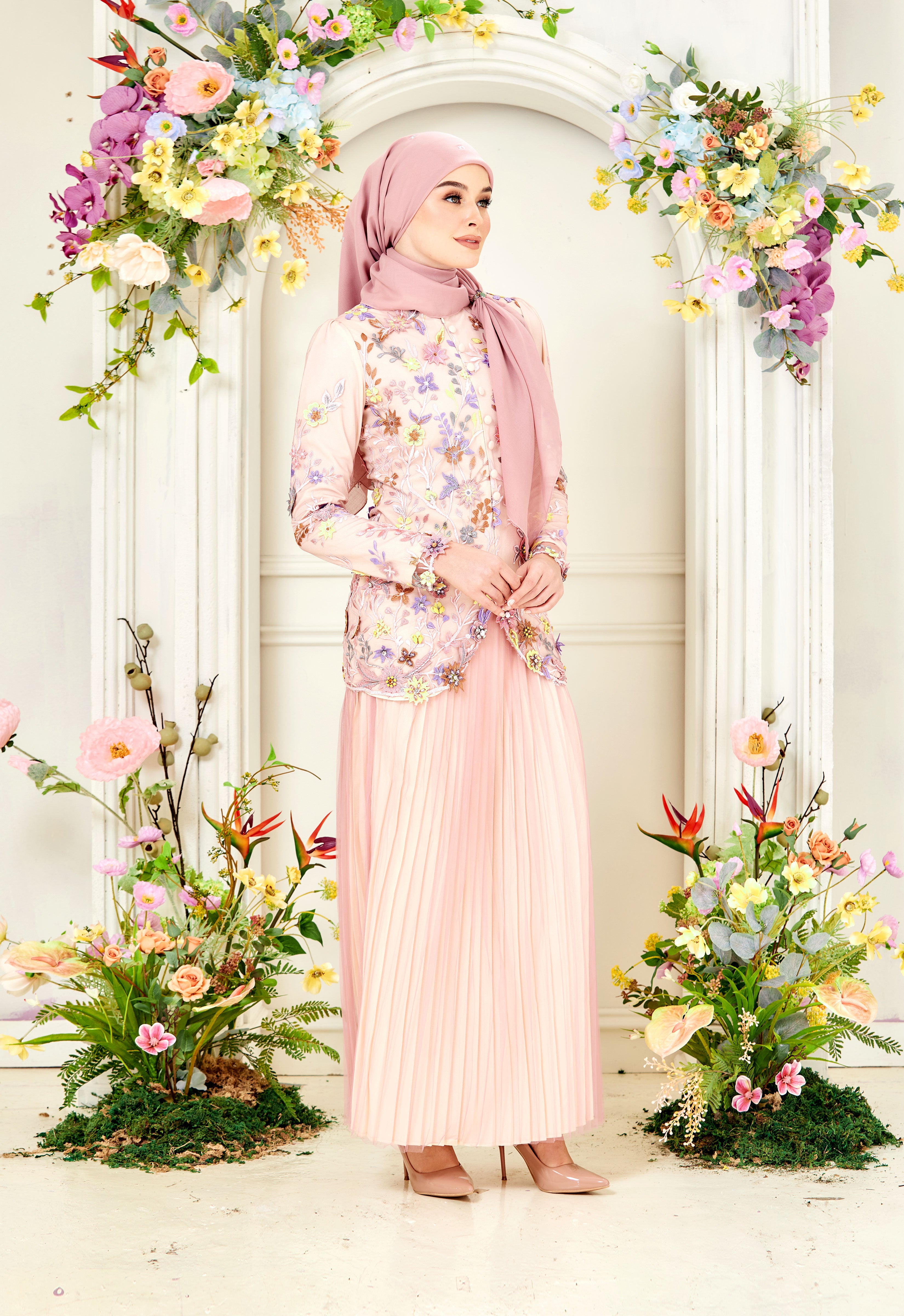 ELVINA LUXE MINI KURUNG - PINK