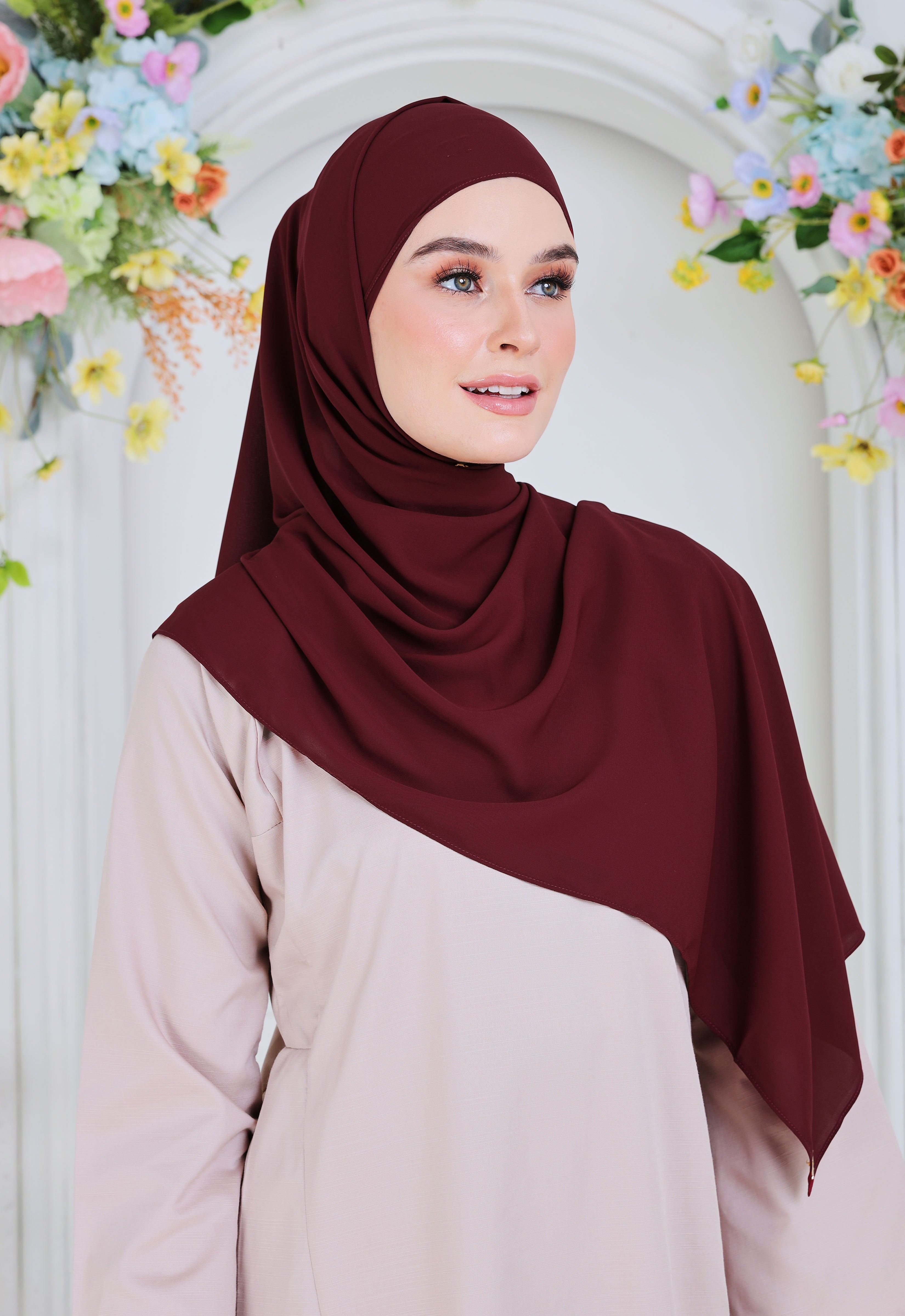 BASIC PLAIN SHAWL - MAROON