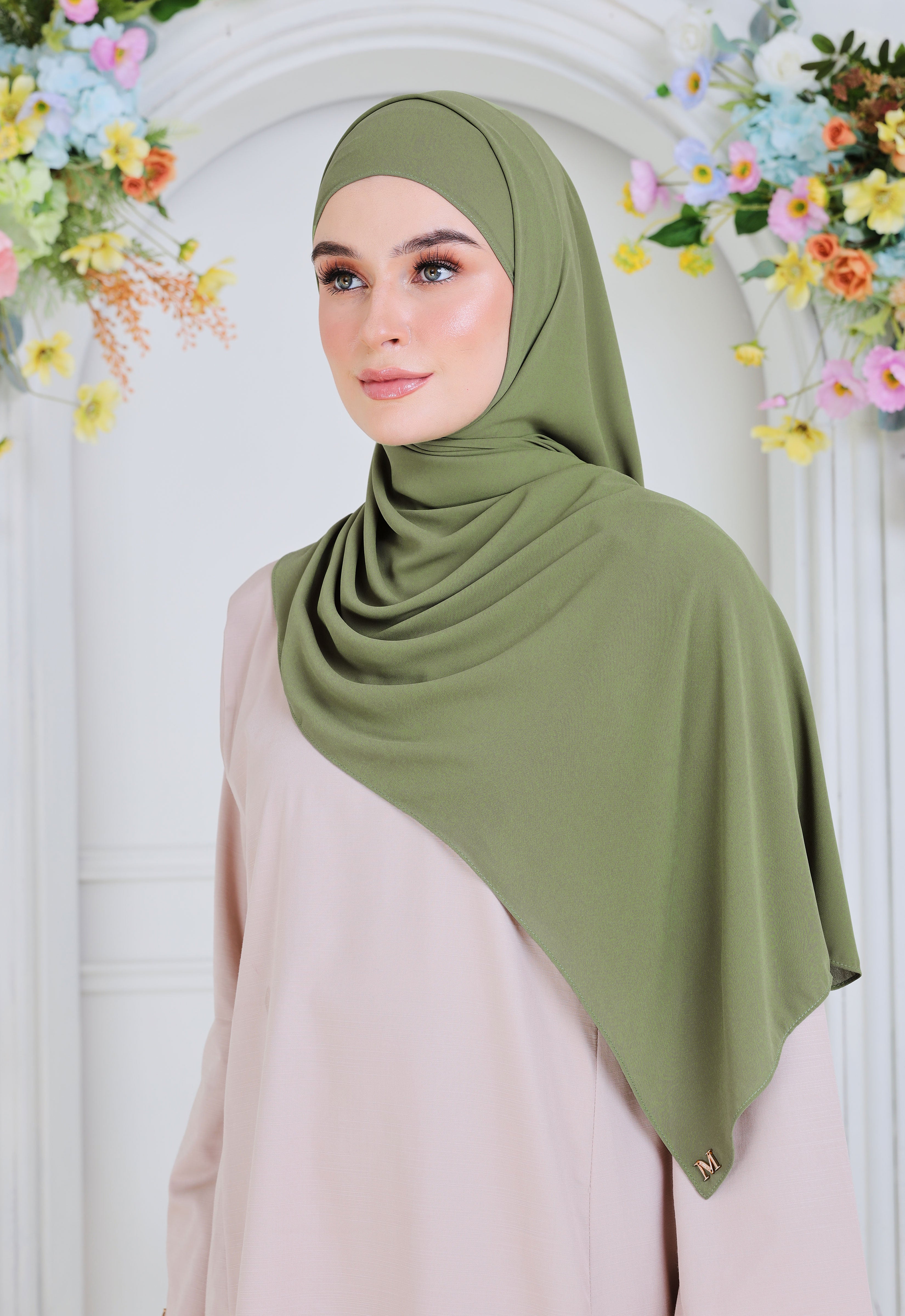 BASIC PLAIN SHAWL - MOSS GREEN