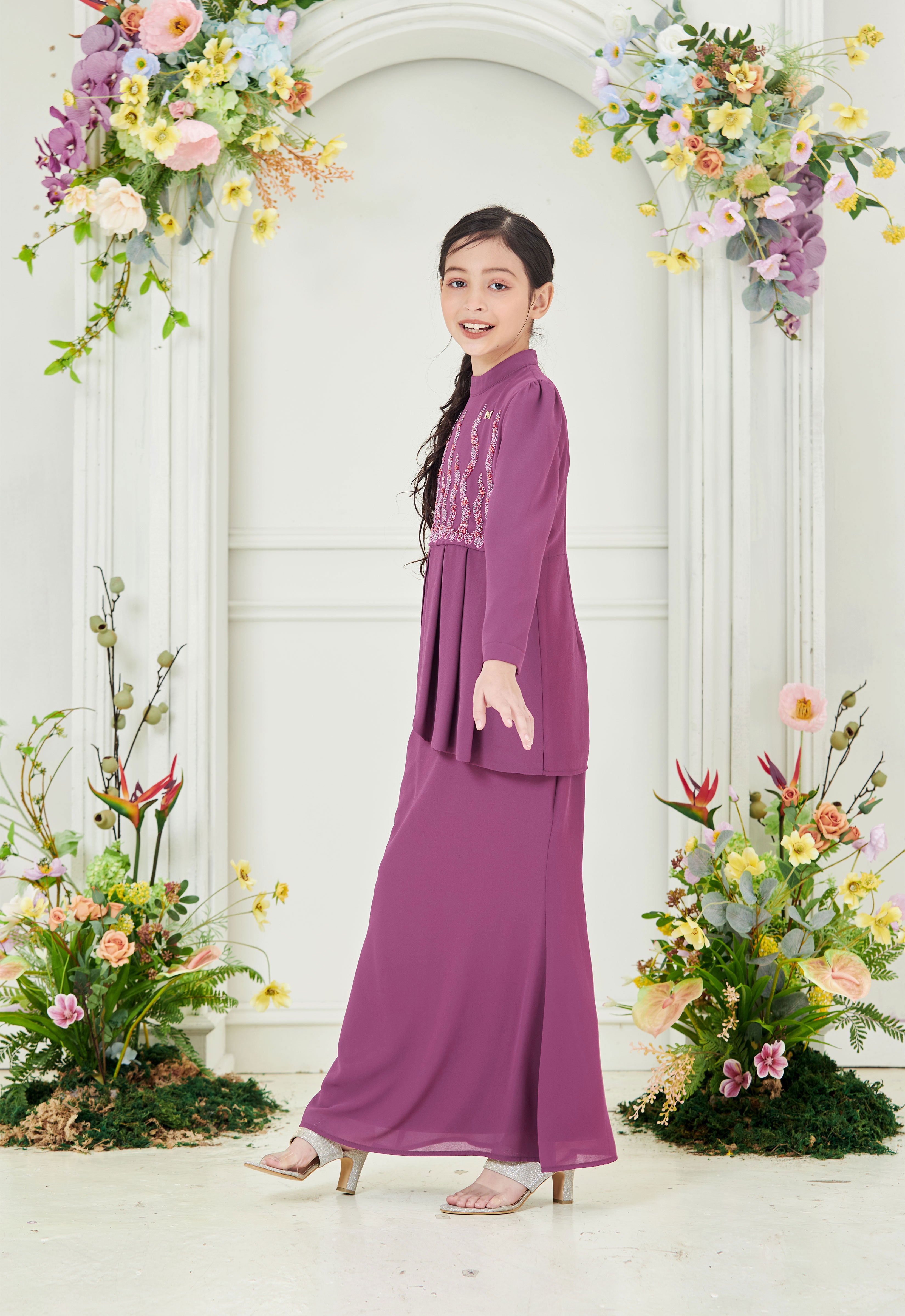 NAYLAA LUXE KIDS MINI KURUNG - MAGENTA