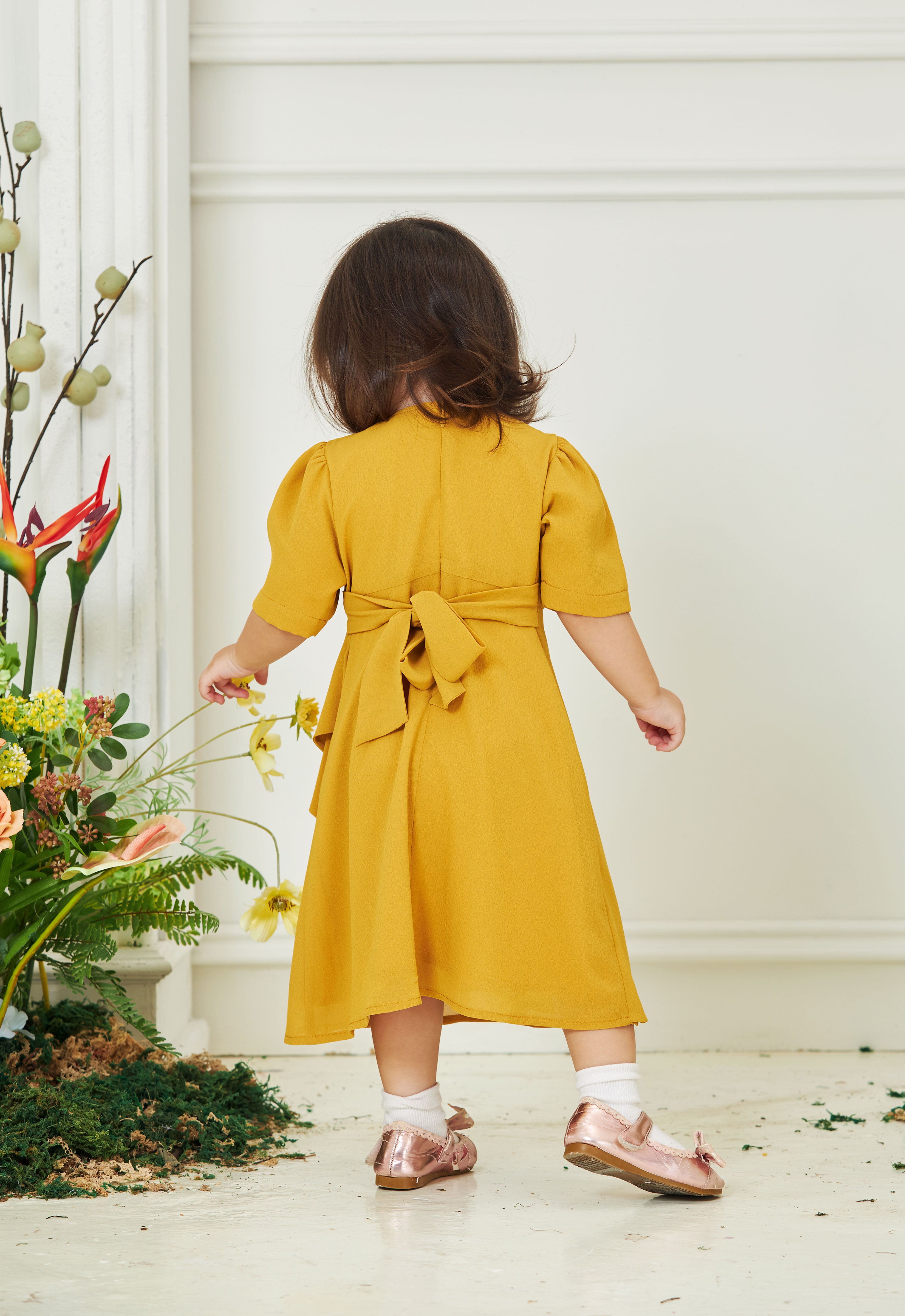 NAYLAA LUXE BABY DRESS - MUSTARD