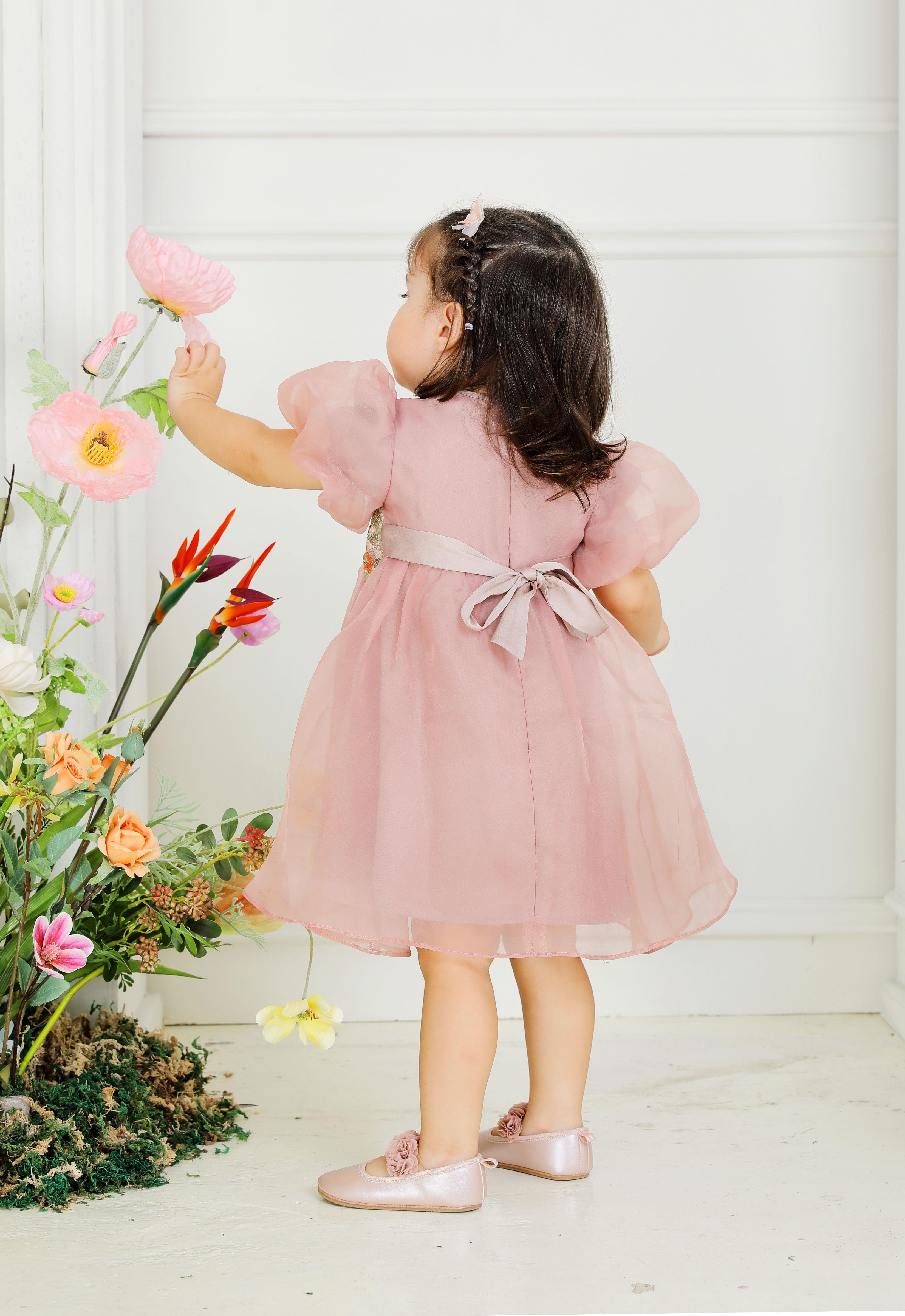 NOURA SUPER LUXE BABY DRESS - DUSTY ROSE