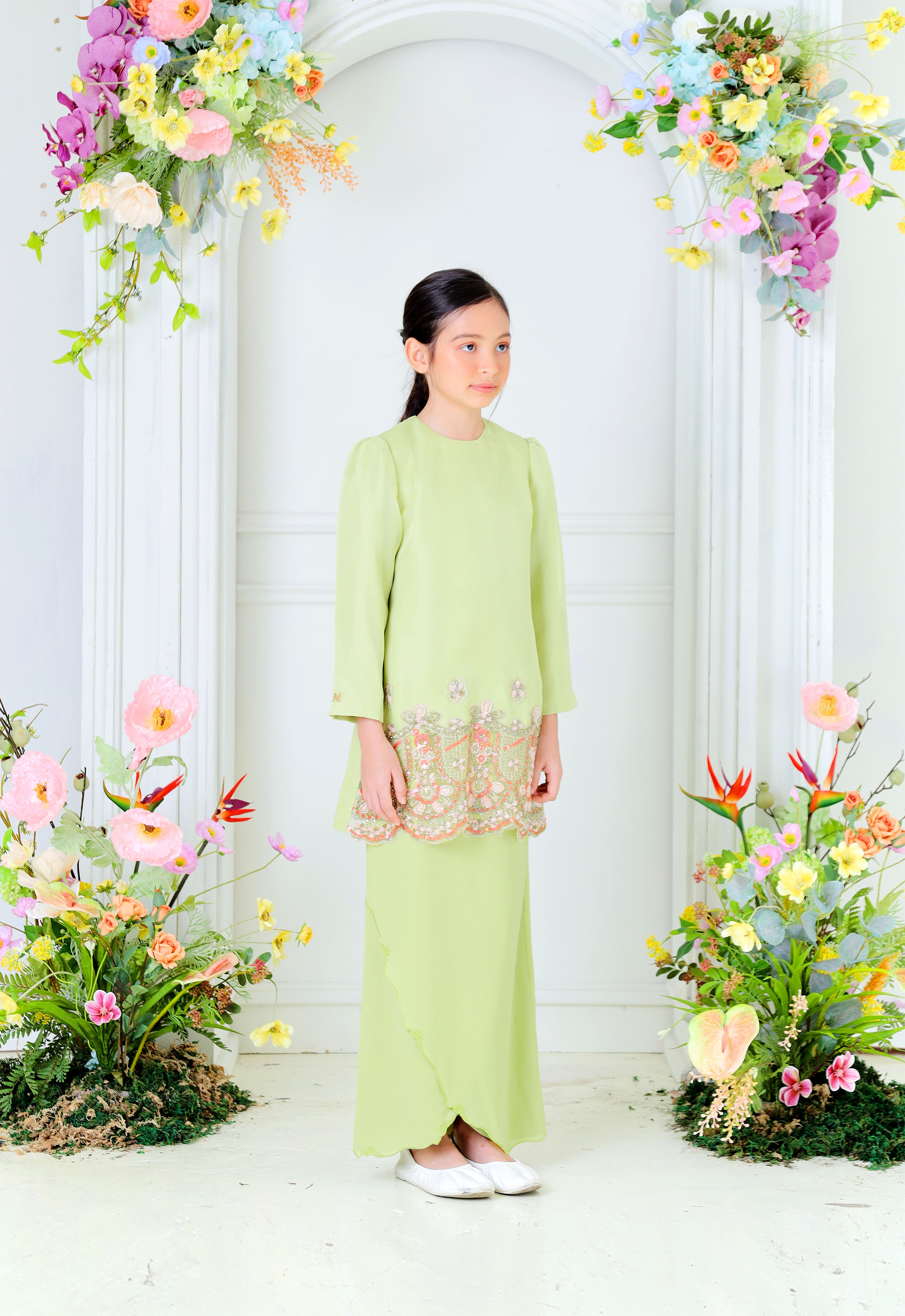 NOURA SUPER LUXE KIDS KURUNG - MOSS GREEN
