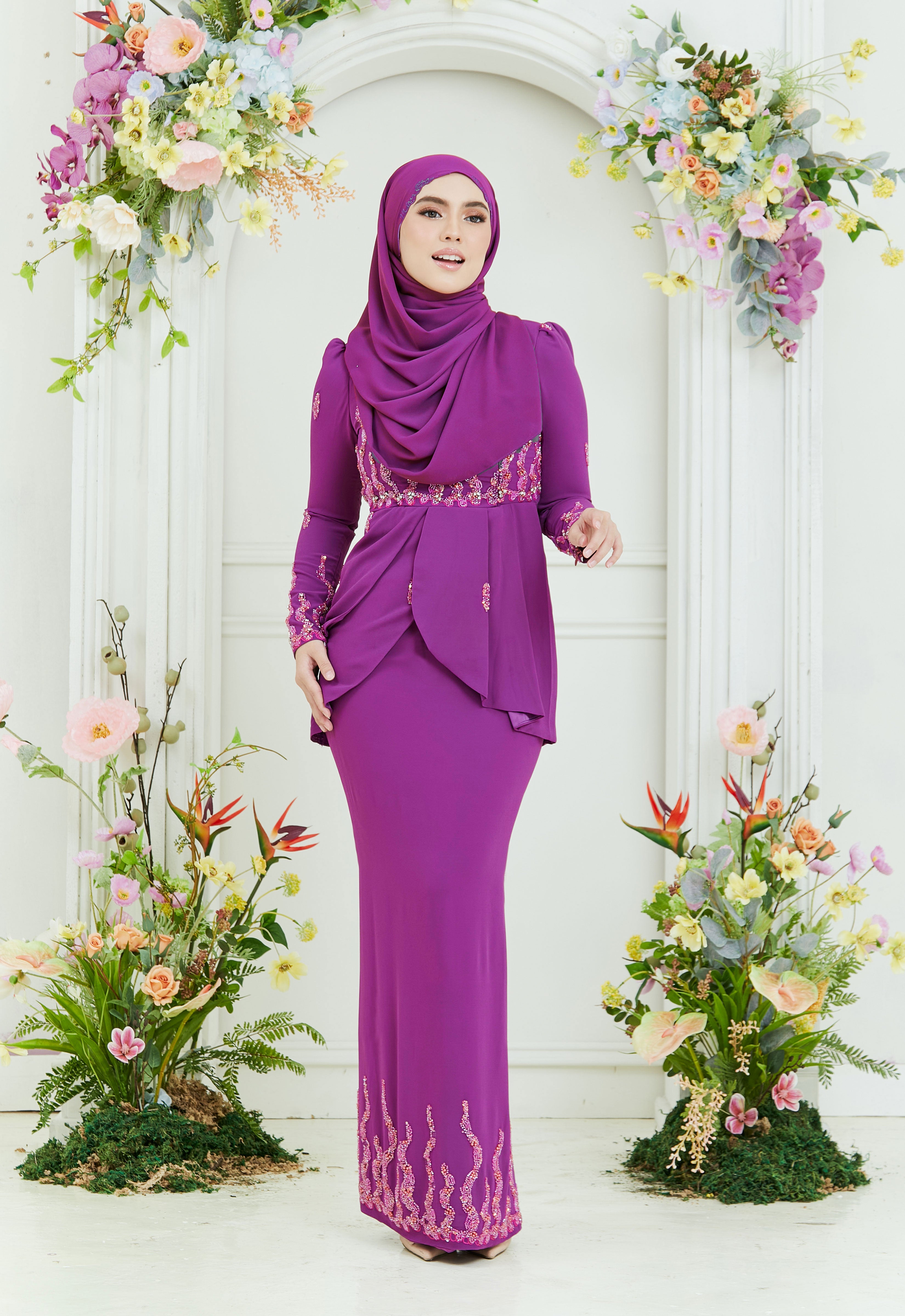 NAYLAA LUXE KURUNG - MAGENTA