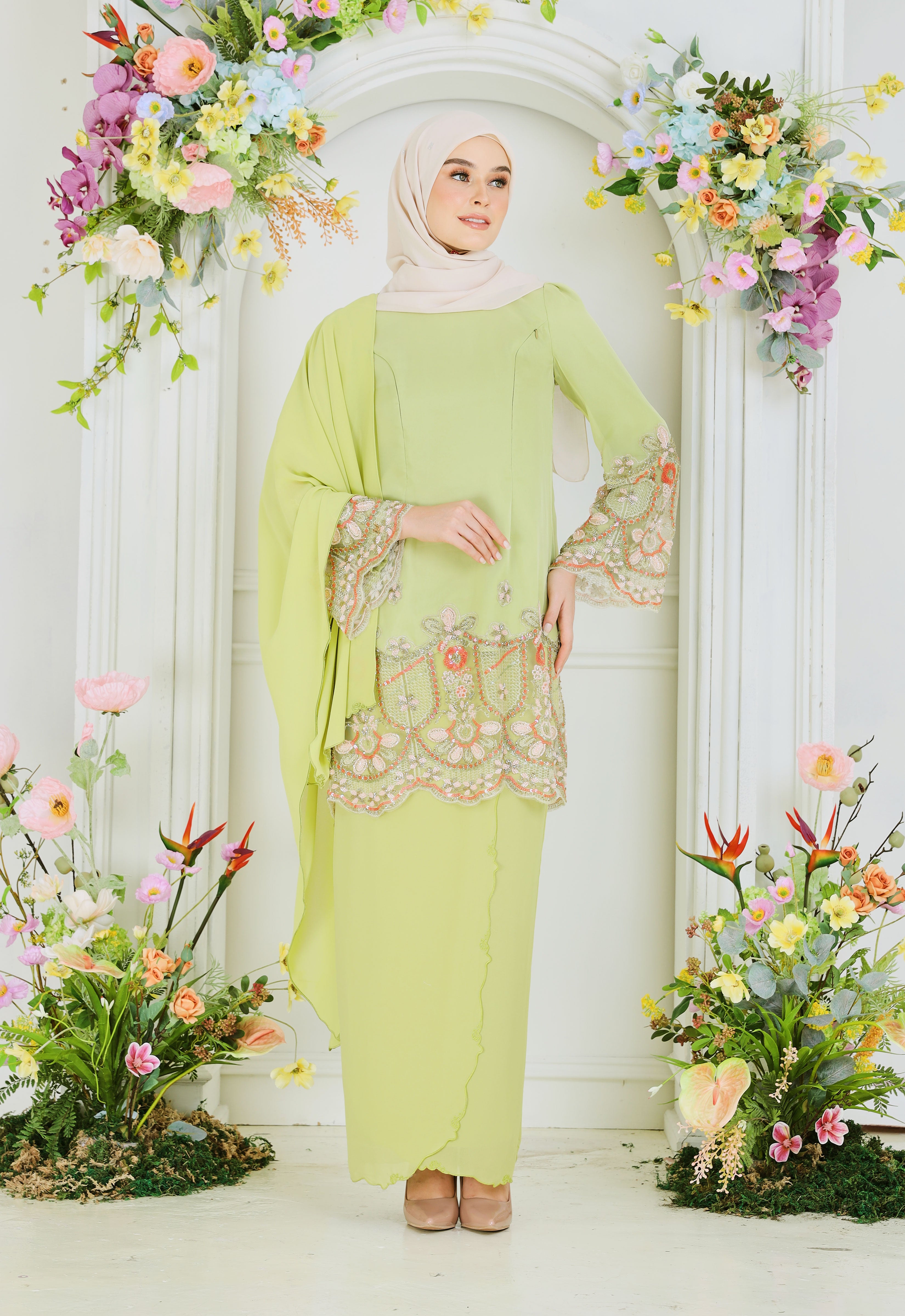 NOURA SUPER LUXE KURUNG - MOSS GREEN