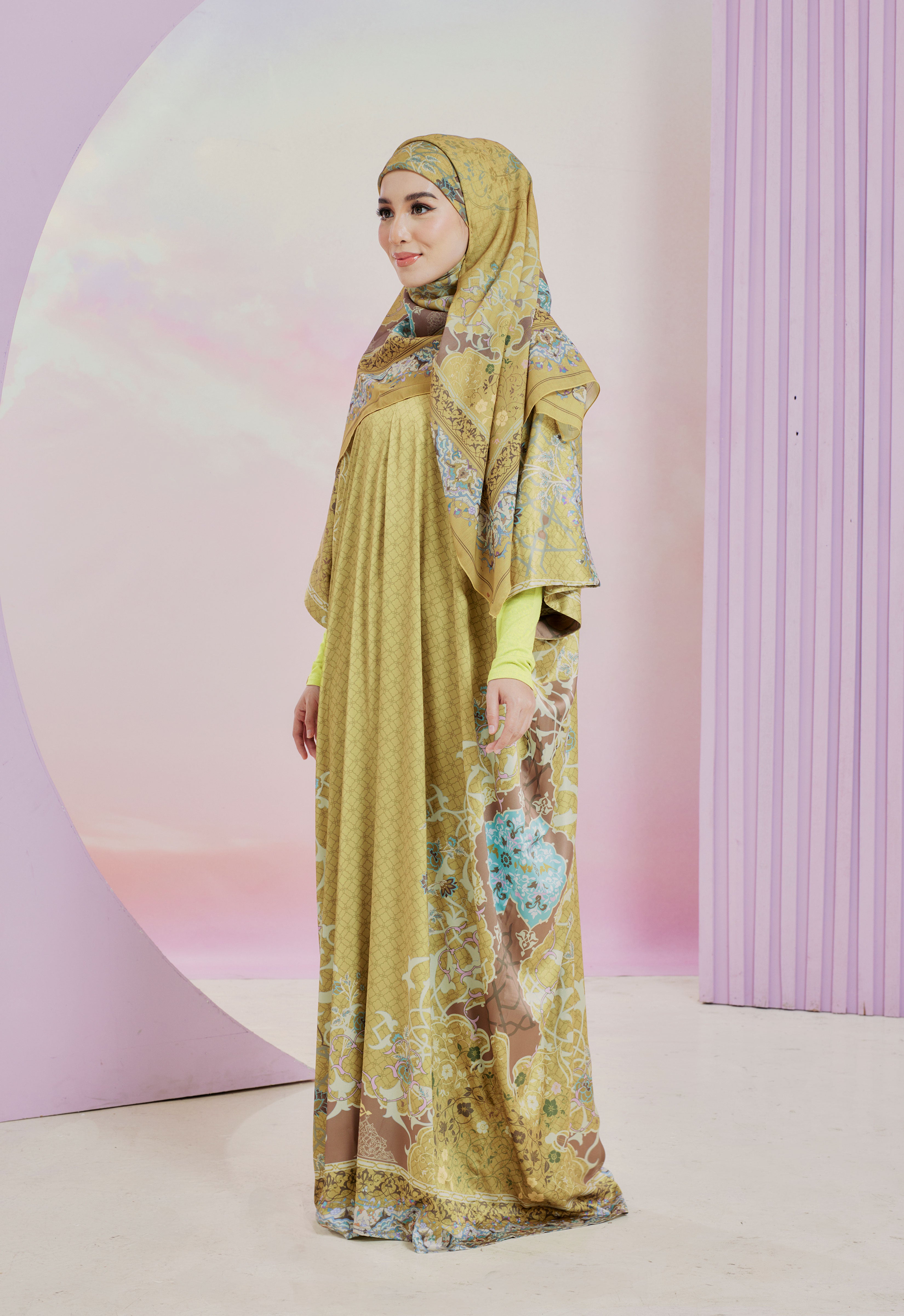 HARAMAIN ABAYA - OLIVE YELLOW