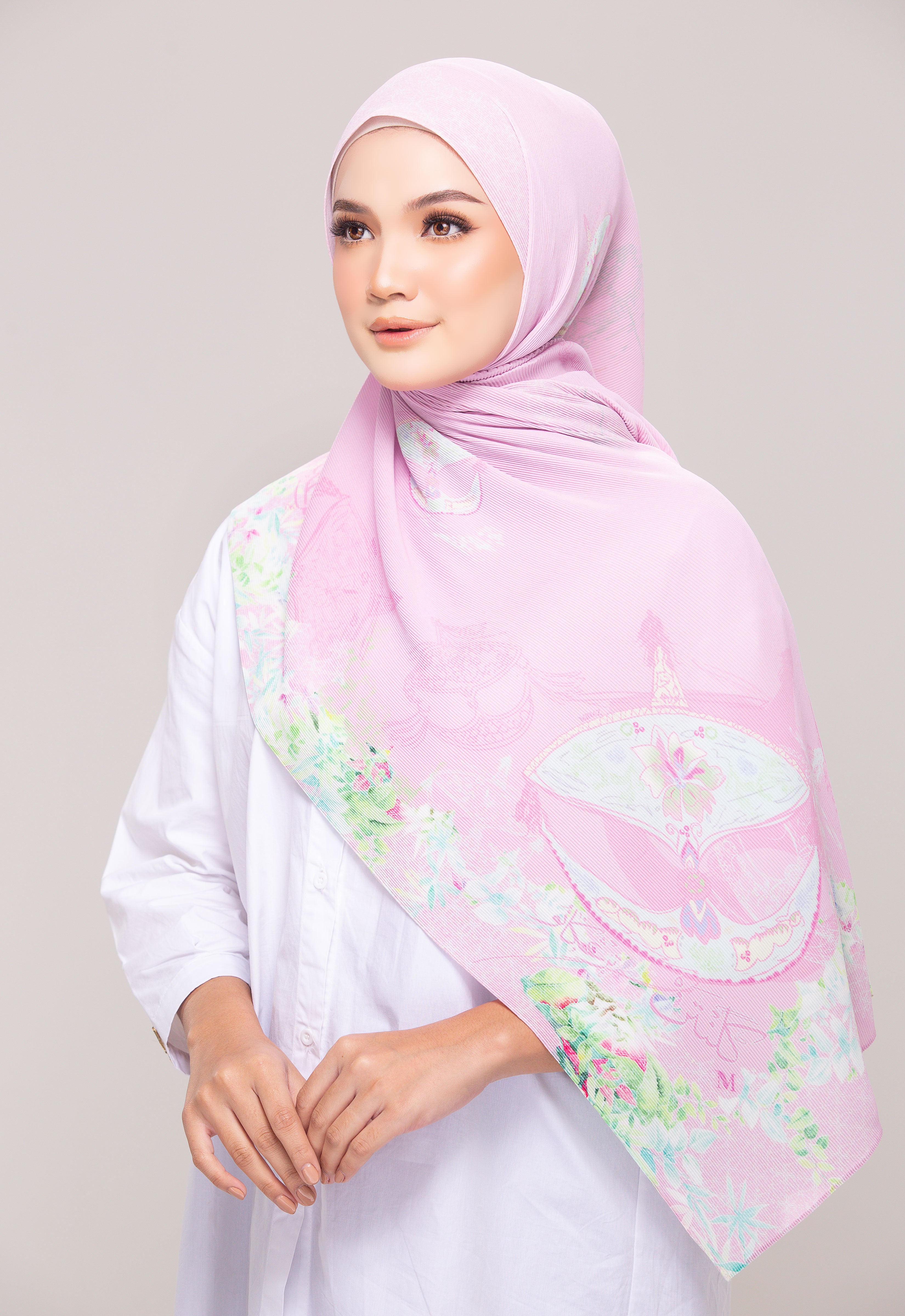 PRINTED PLEATED SHAWL - PANTAI TIMUR