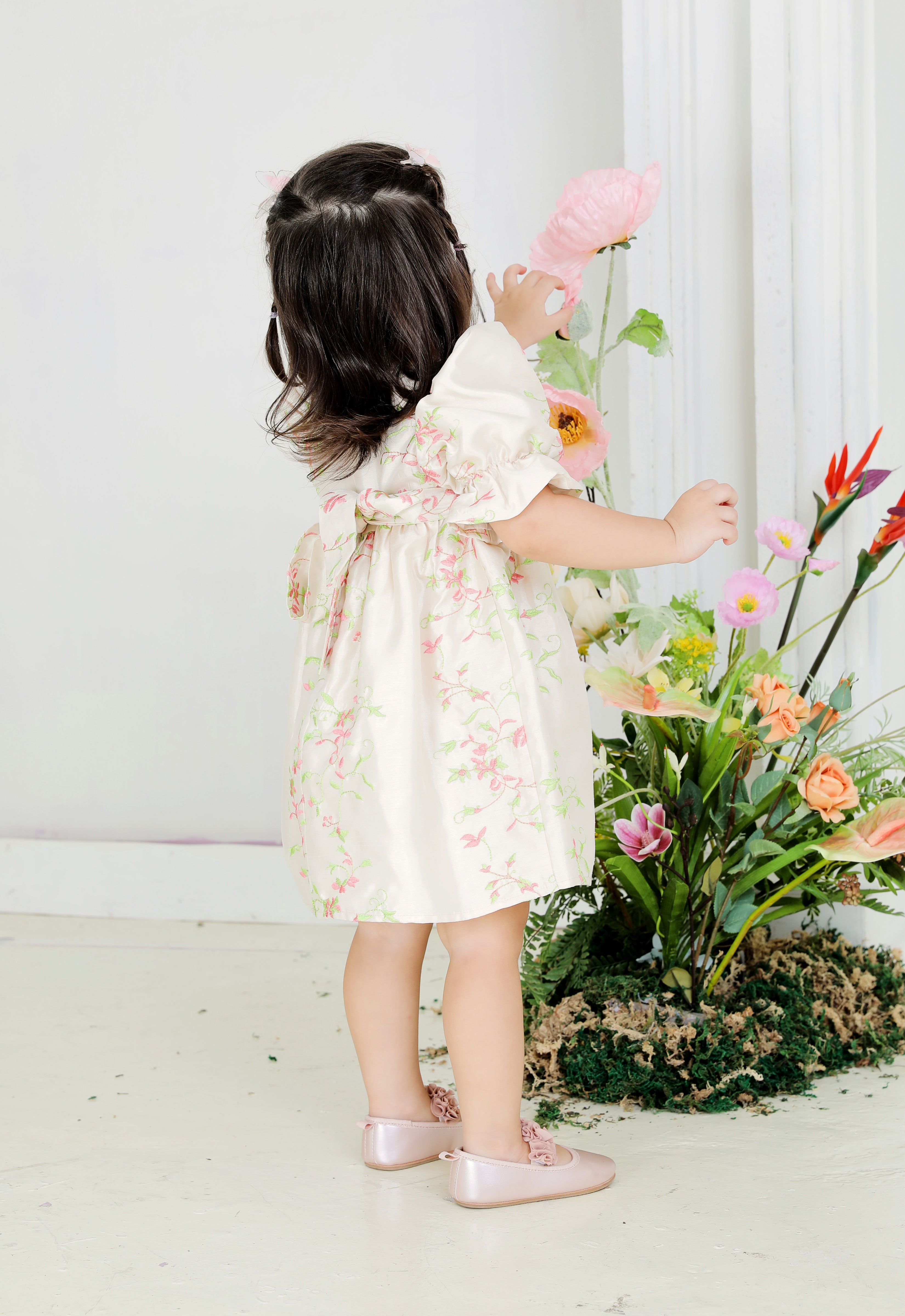 RABECCA LUXE BABY DRESS - CREAM PINK