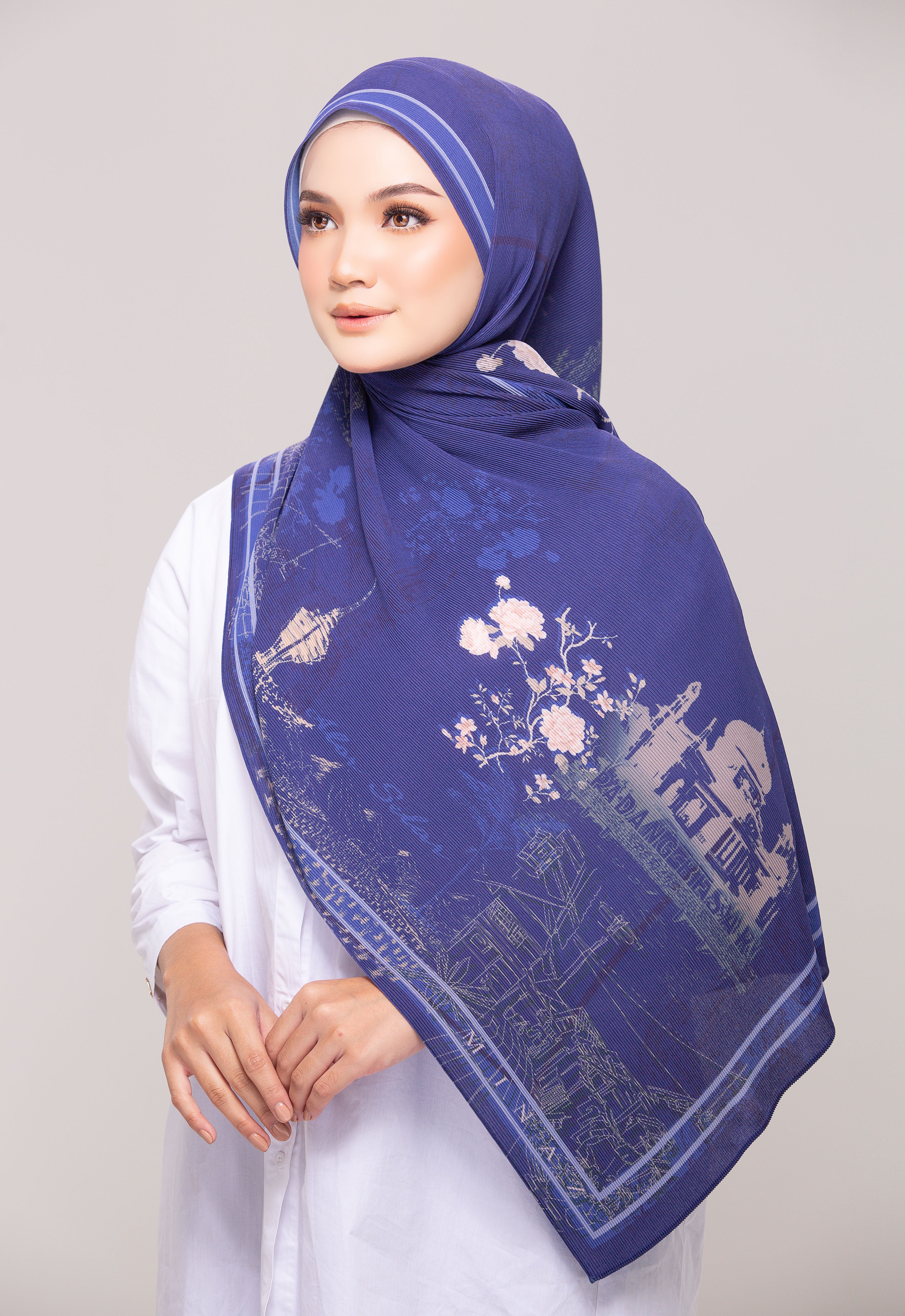 PRINTED PLEATED SHAWL - UTAGHA