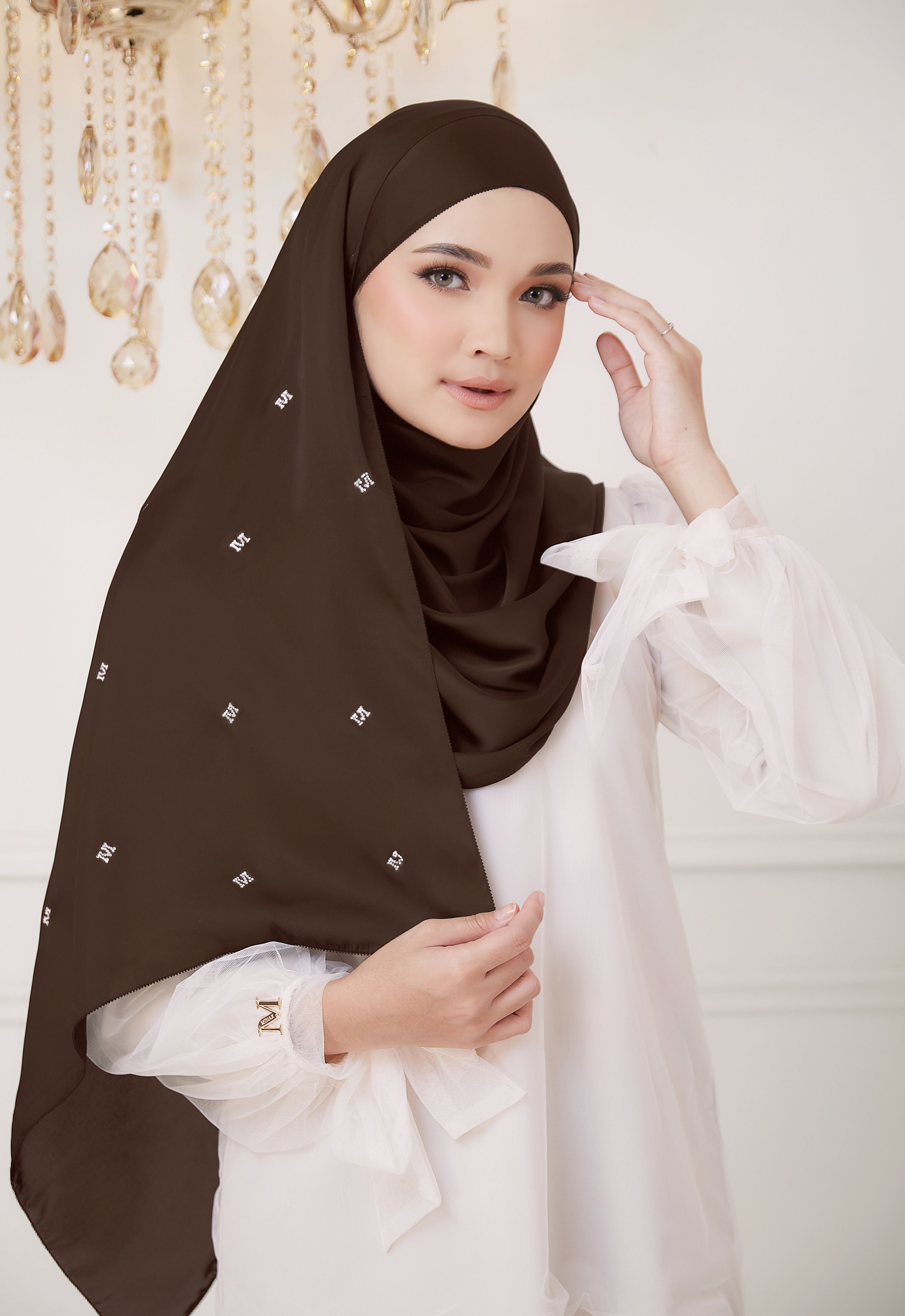 M PLAIN SHAWL - BROWN