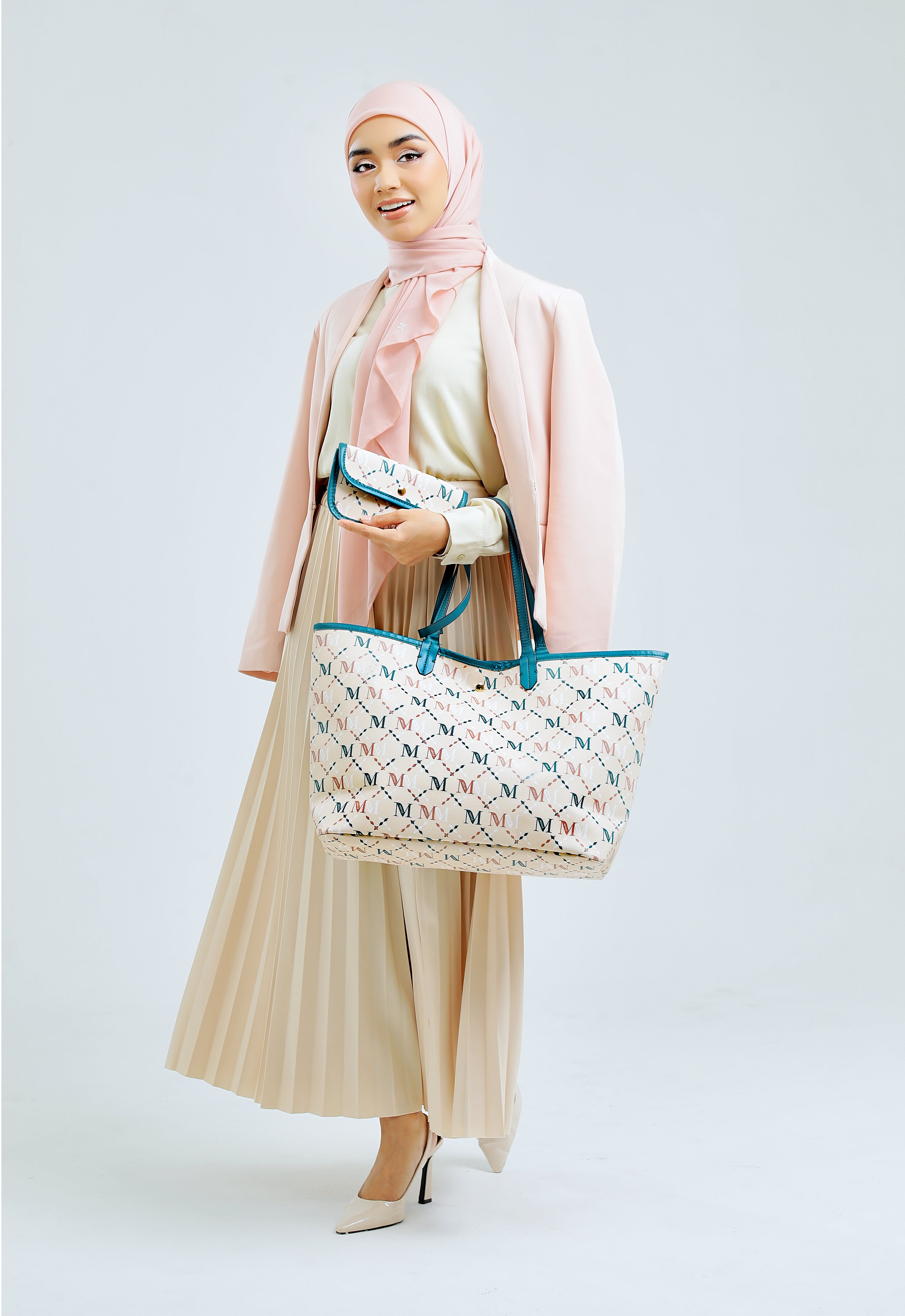 ARYA MONOGRAM TOTE BAG - CHAMPAGNE