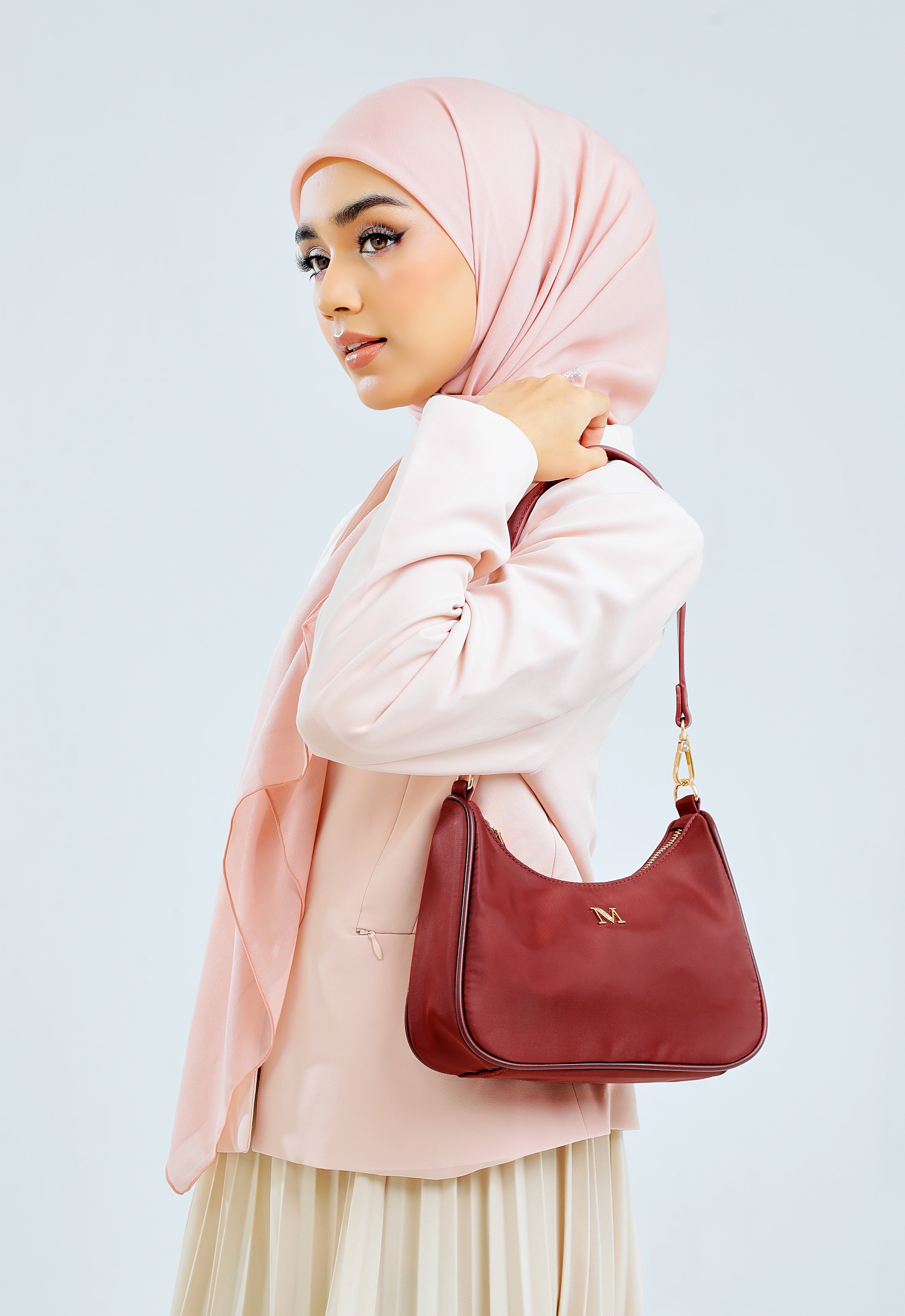 RHEA BAGUETTE BAG - MAROON