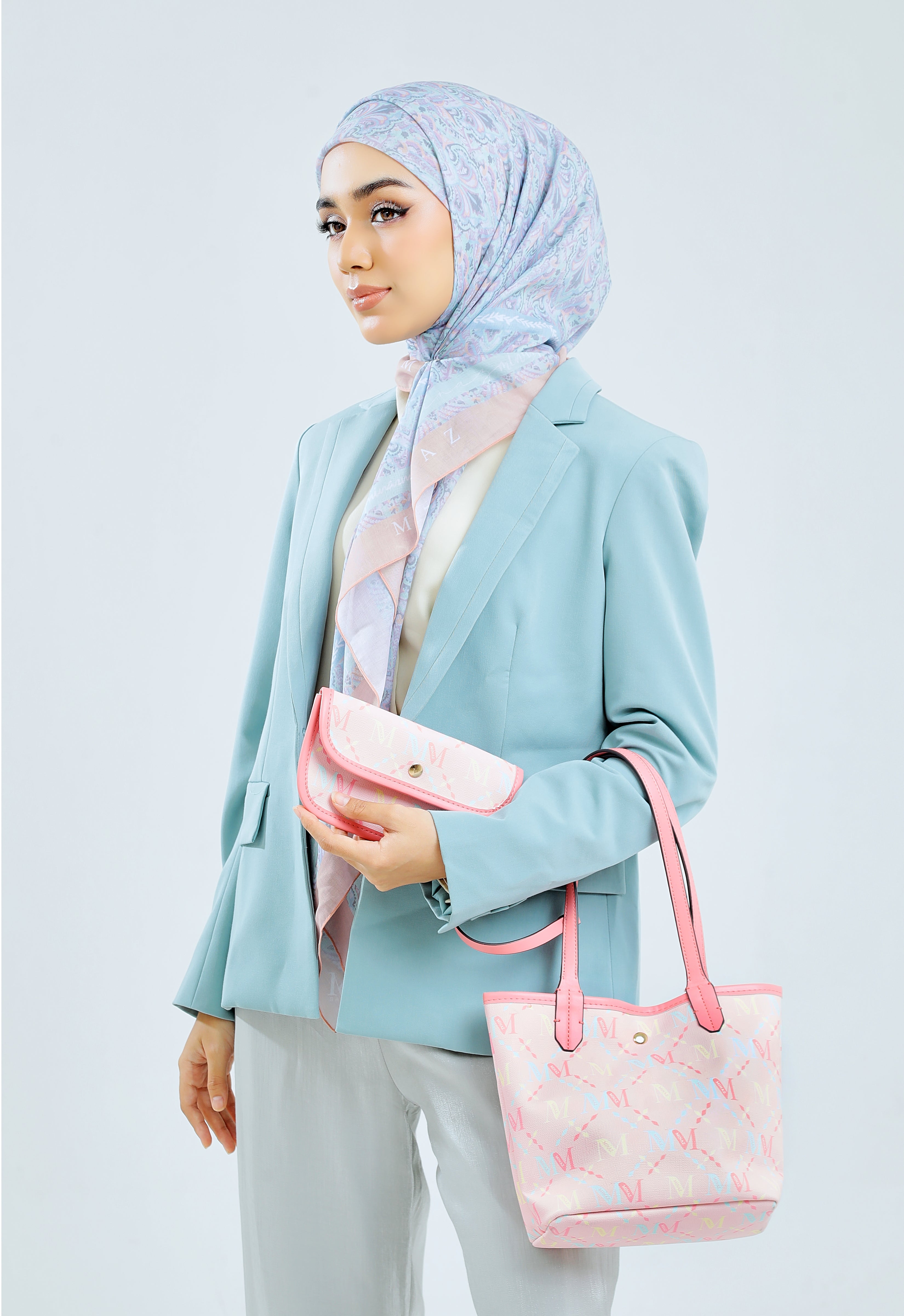 ARYA MONOGRAM TOTE BAG - DUSTY PINK
