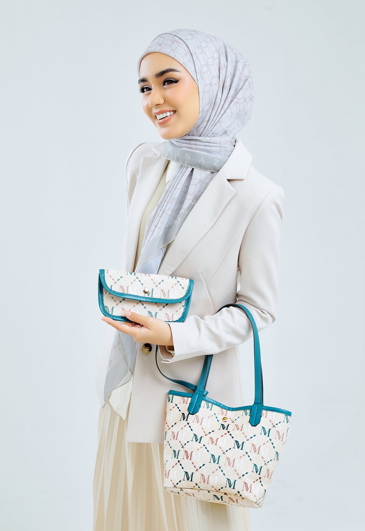 ARYA MONOGRAM TOTE BAG - CHAMPAGNE