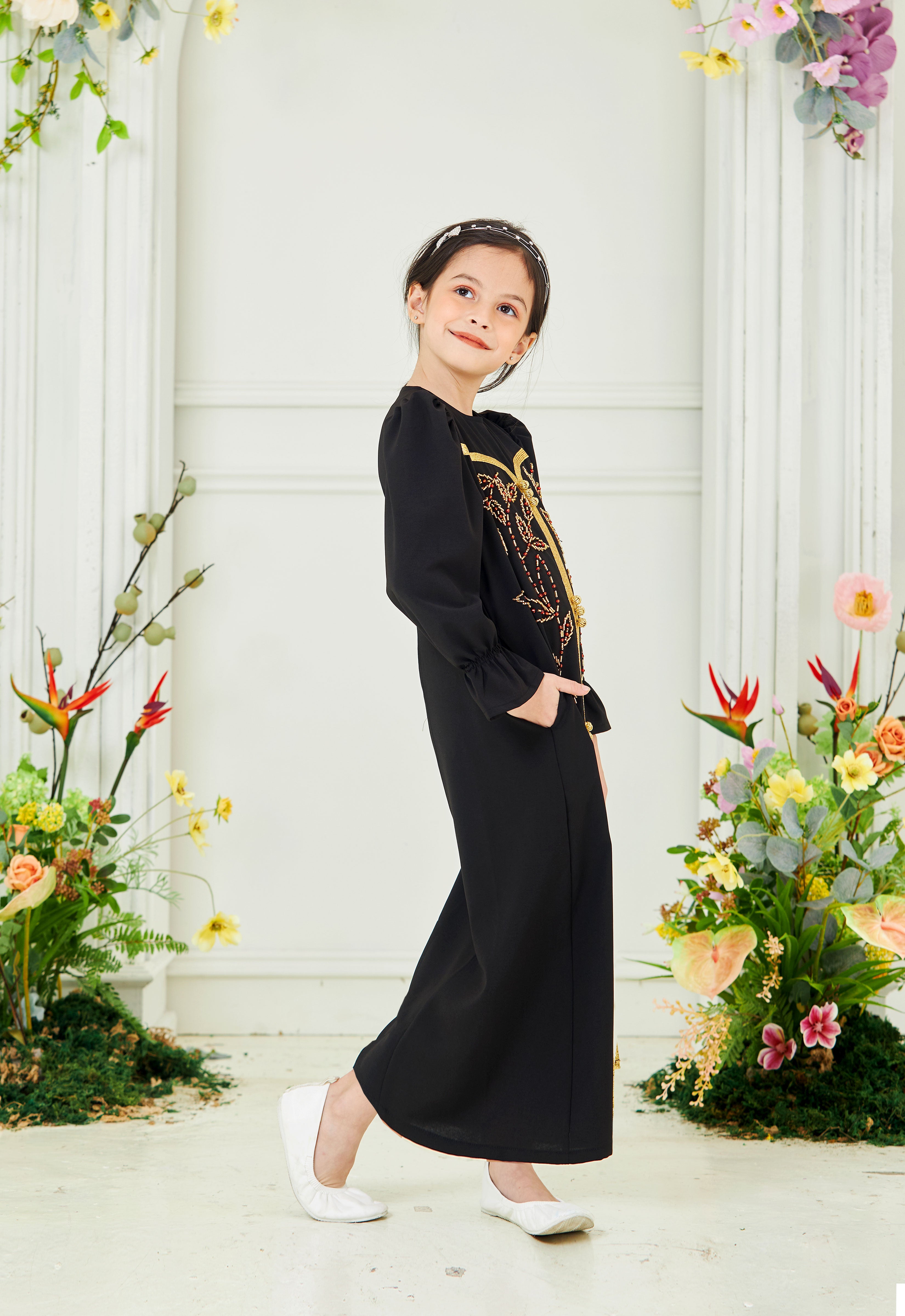 HUMAYRA KIDS ABAYA - BLACK