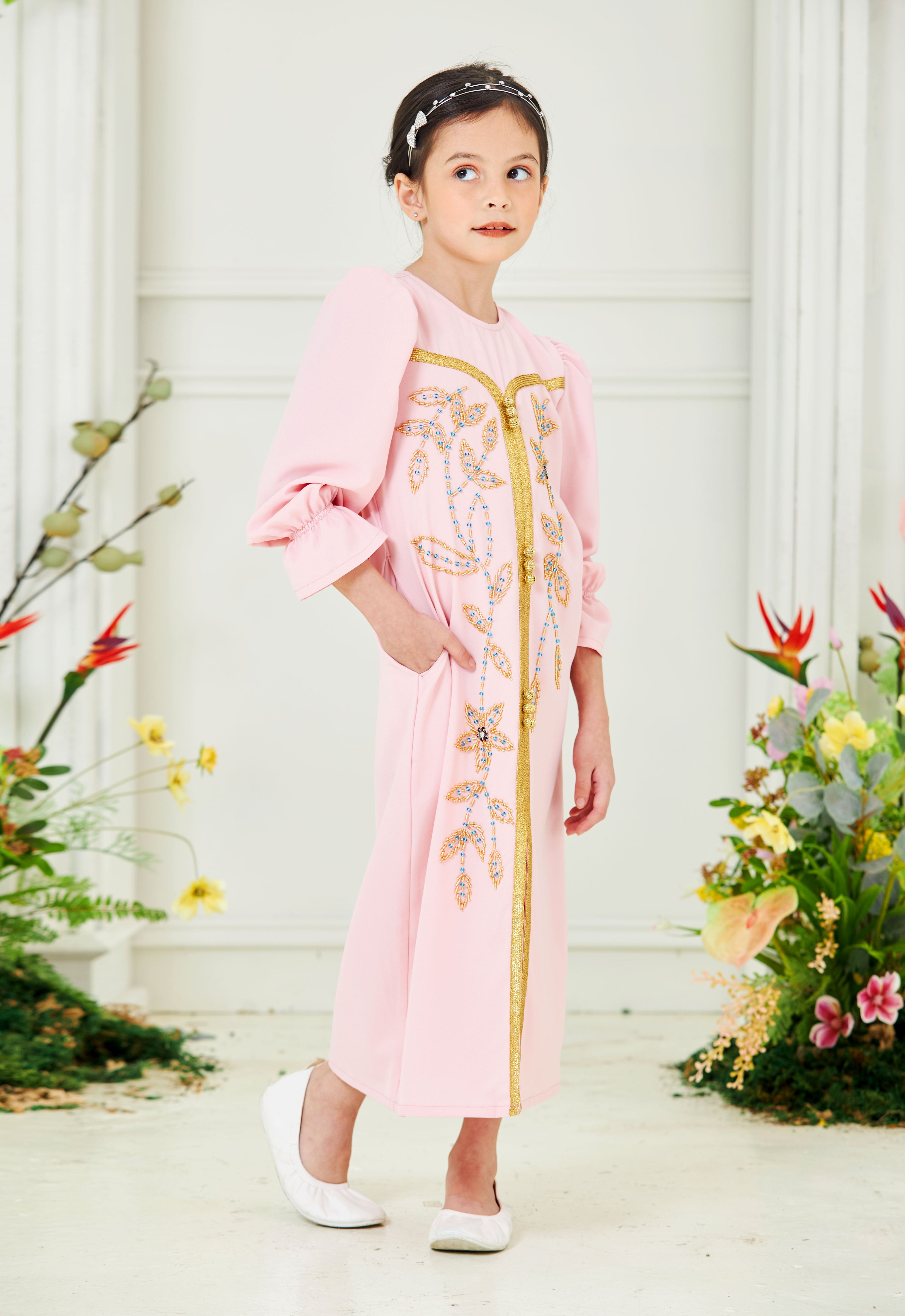 HUMAYRA KIDS ABAYA - SOFT PINK
