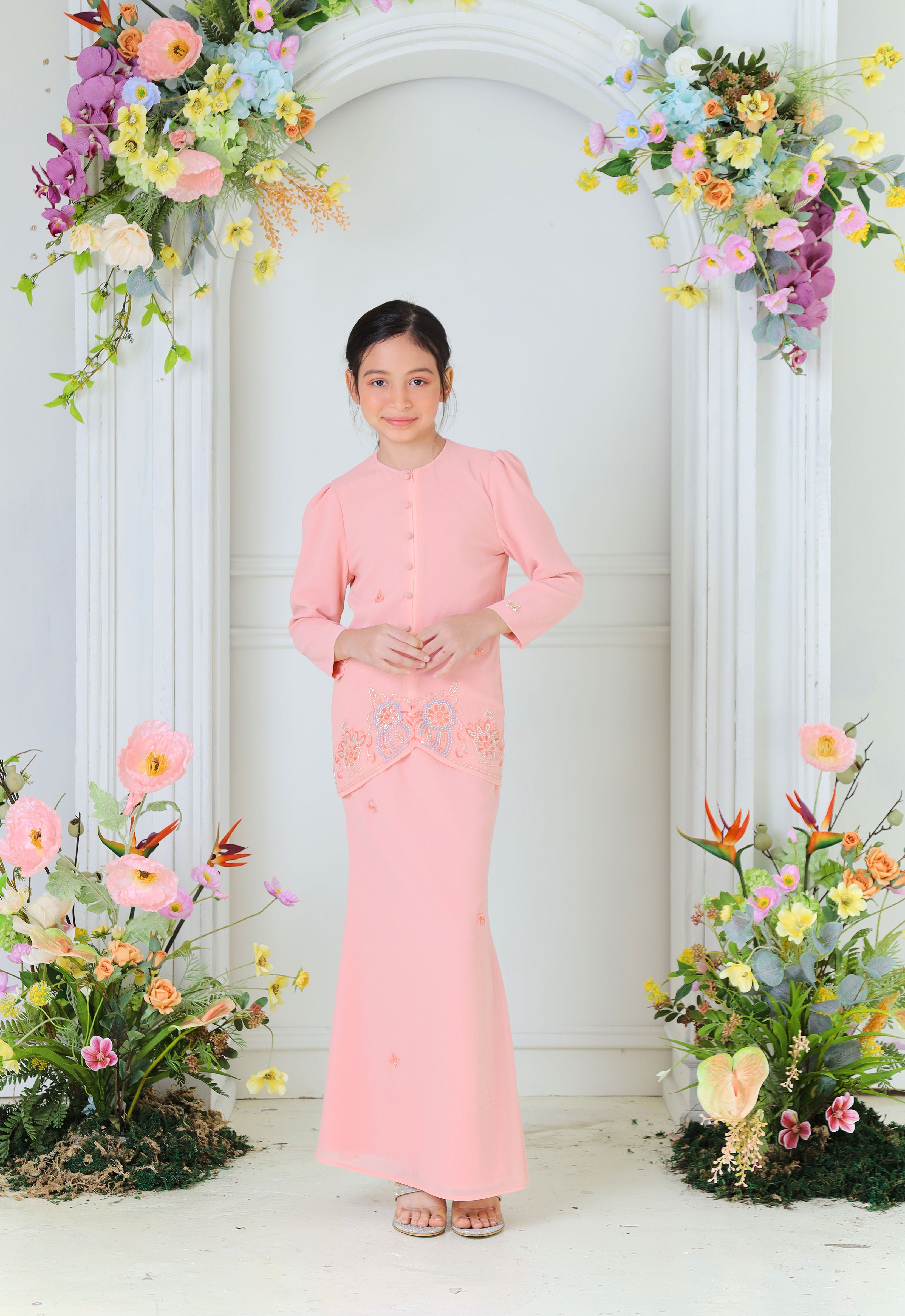 ARYA LUXE KIDS MINI KEBAYA - PEACH PEARL