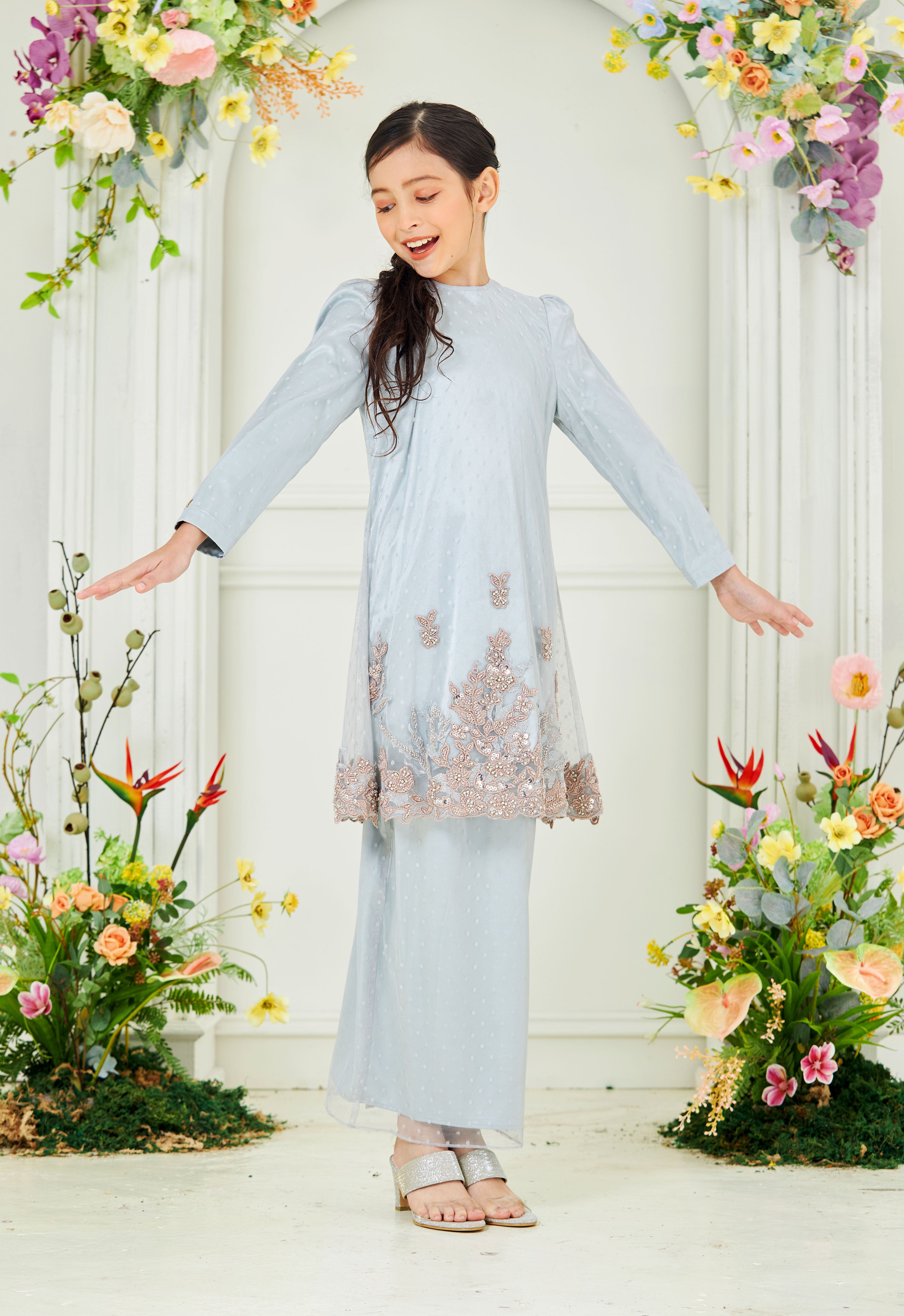 AYANAA LUXE KIDS KURUNG - GRAY GREEN
