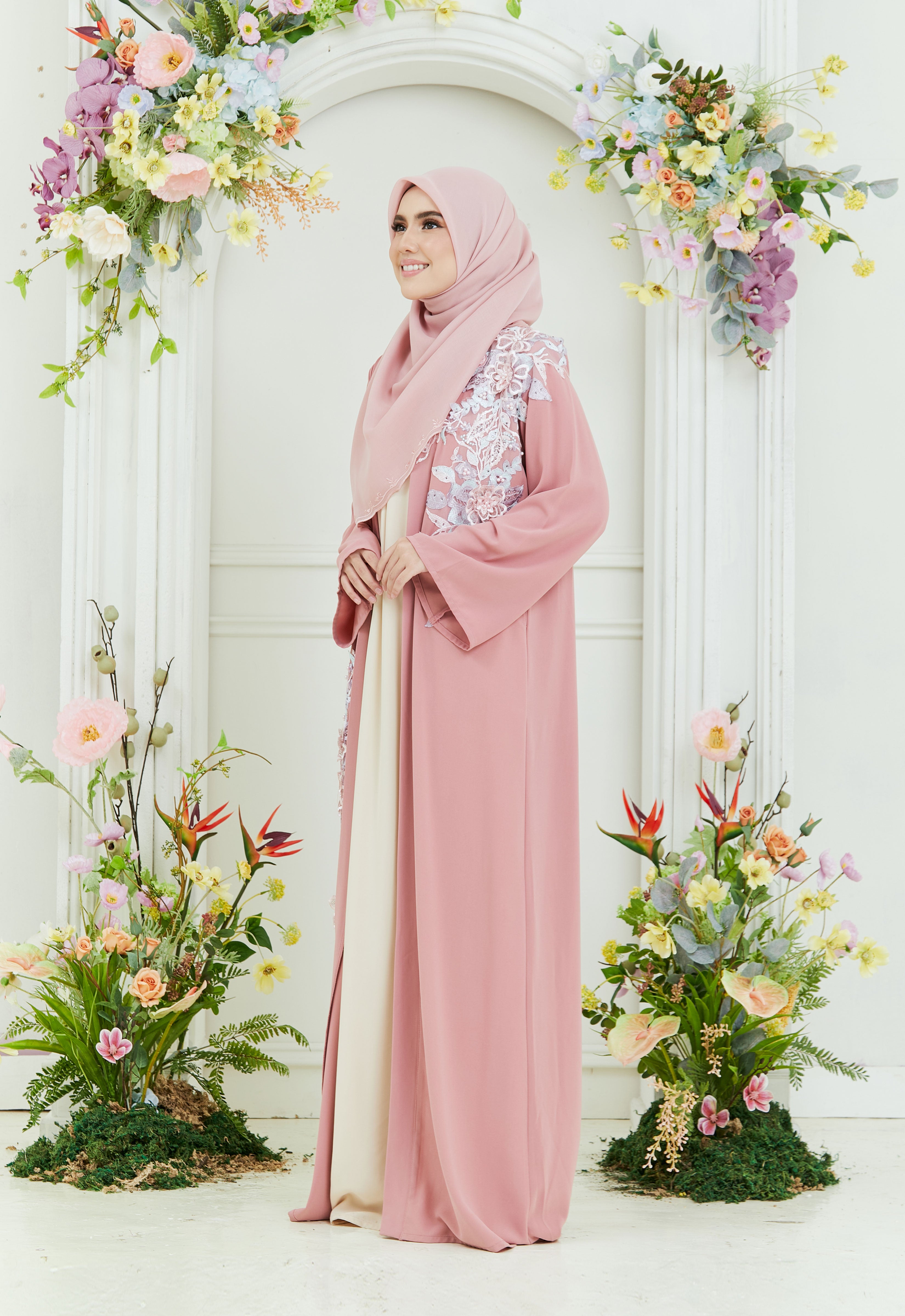 KHADEEJA ABAYA - PINK FLUTTER