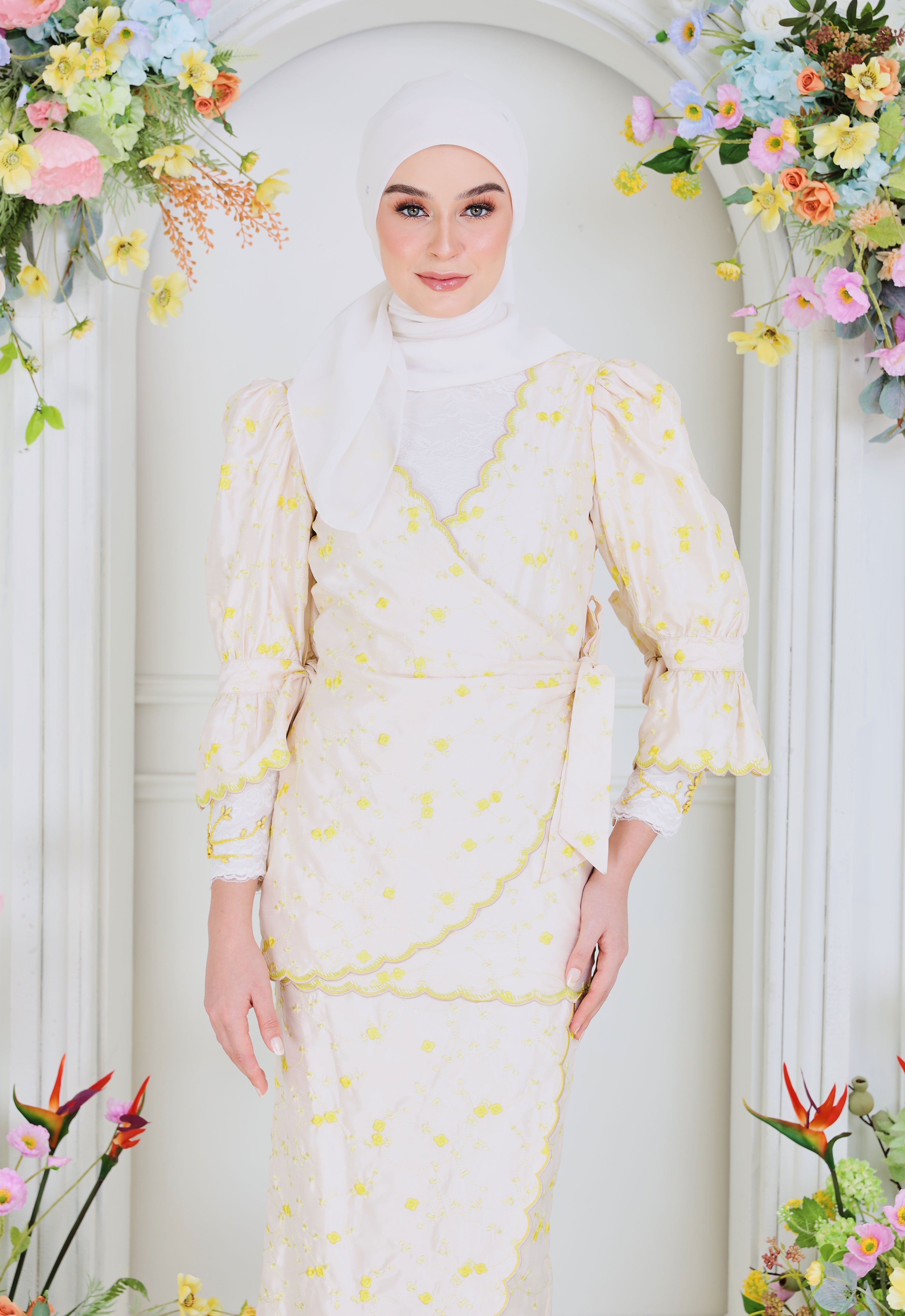 BELINDA LUXE DRAPPED KURUNG - CREAM YELLOW