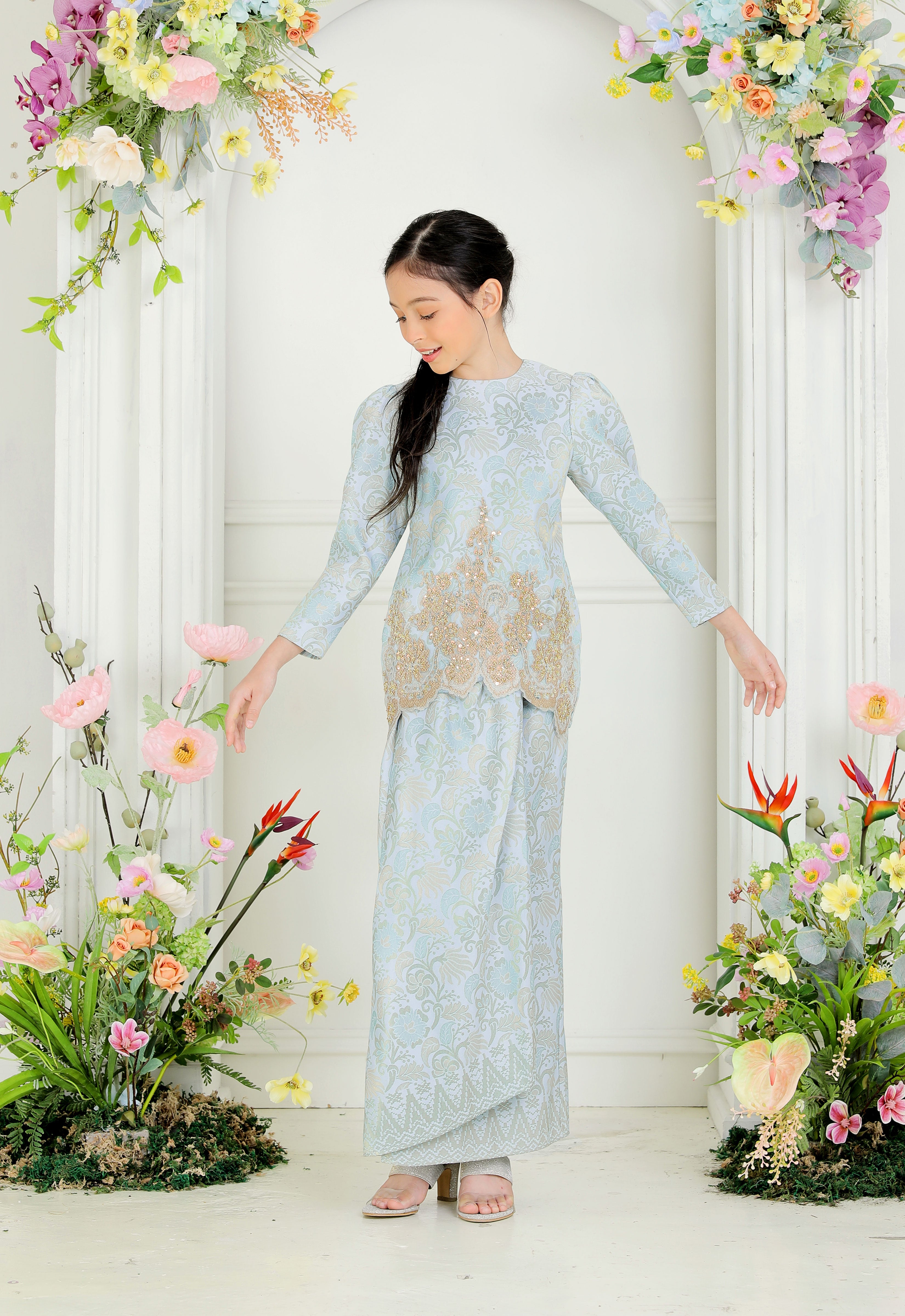 CHE AMINAH LUXE KIDS MINI KEBAYA - FROZEN BLUE
