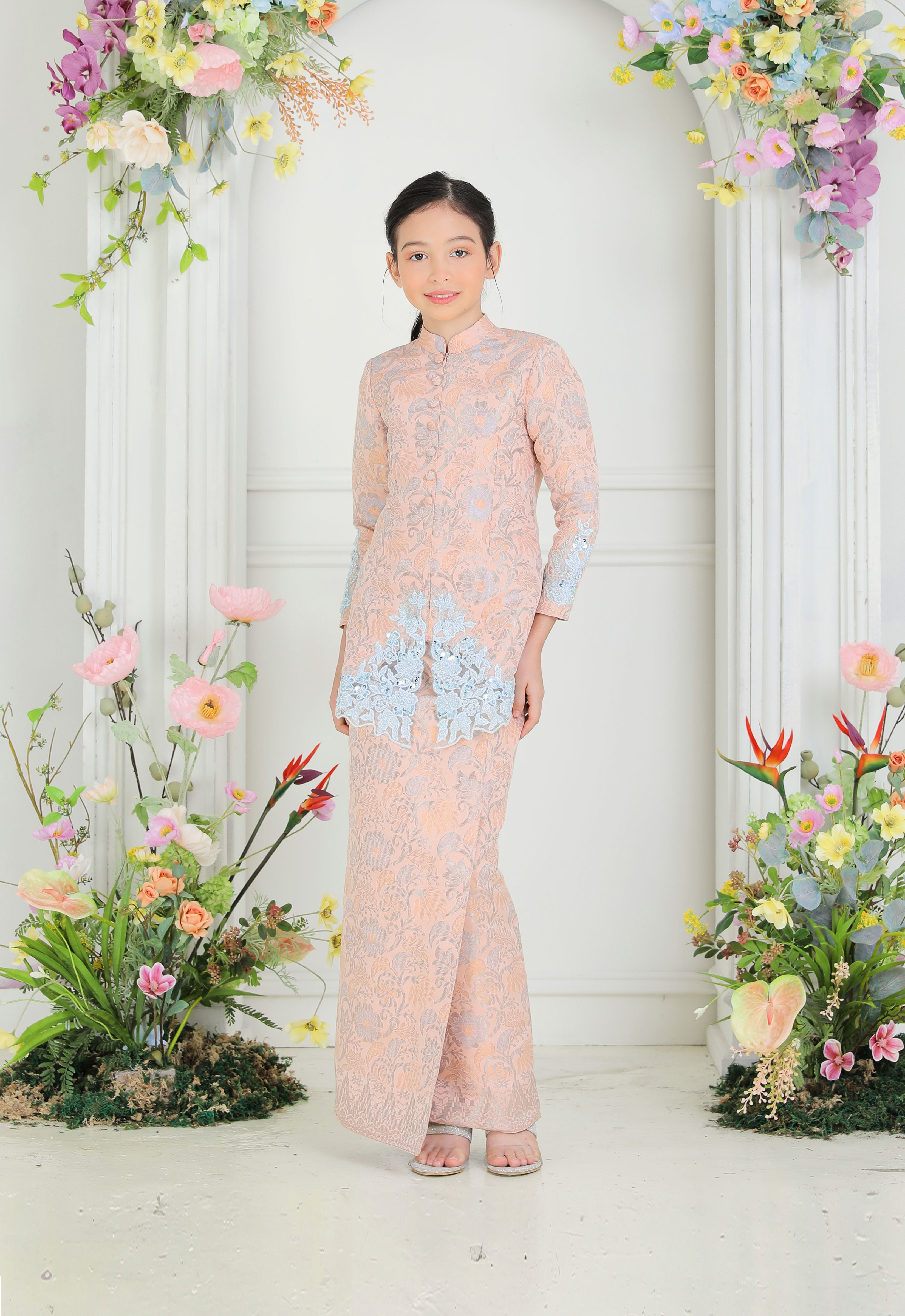 CHE AZIZAH LUXE KIDS KEBAYA - PINK BLUE