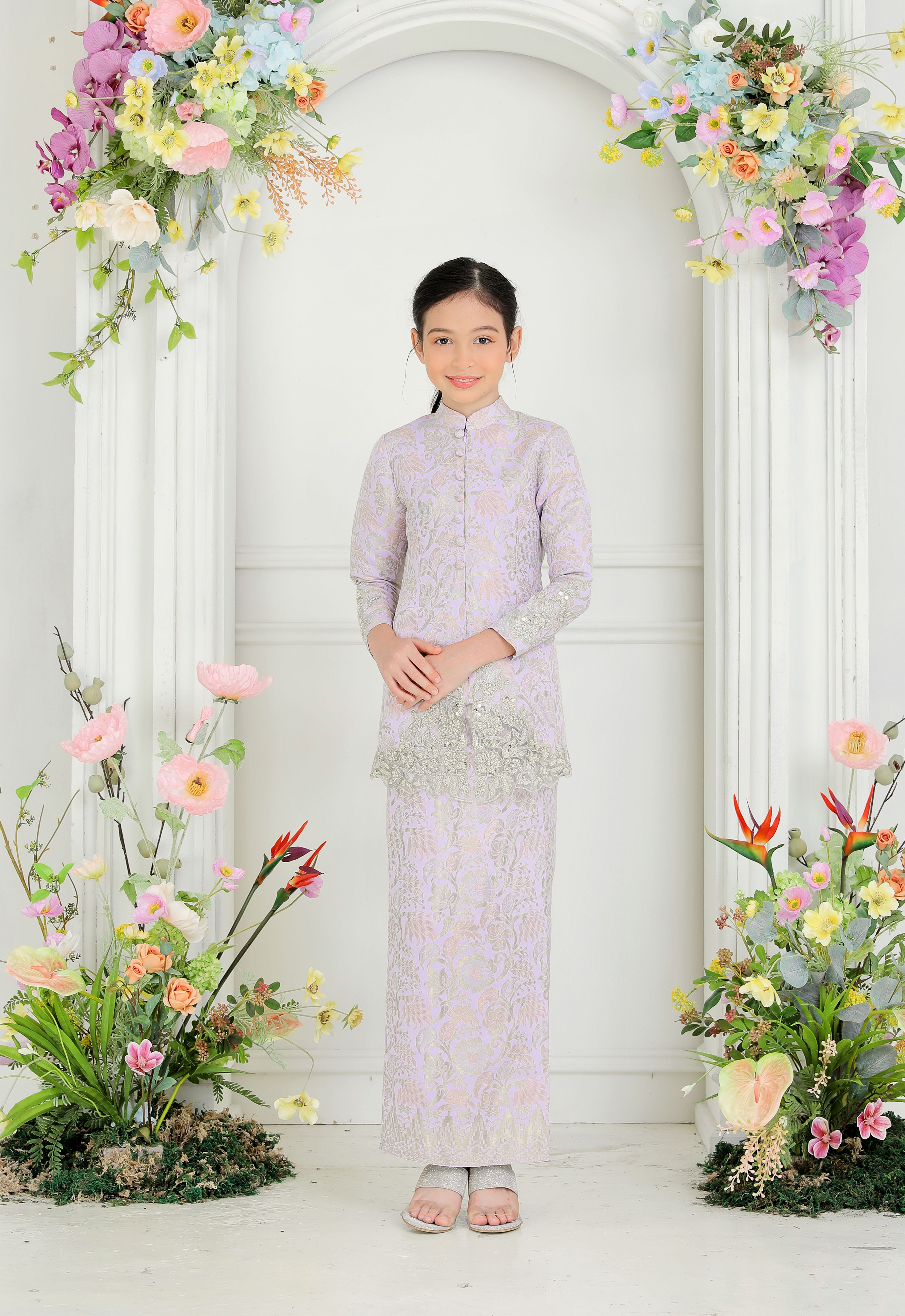 CHE AZIZAH LUXE KIDS KEBAYA - PURPLE GREEN