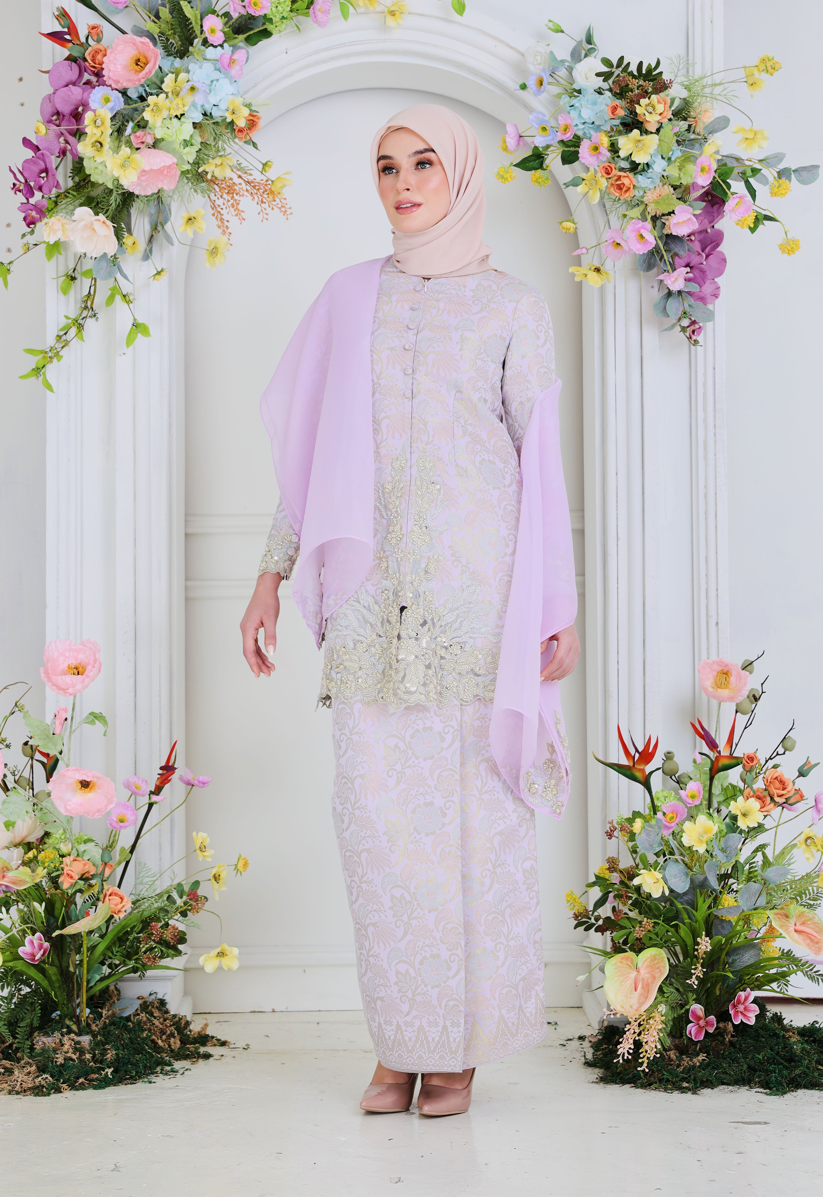 CHE AZIZAH LUXE KEBAYA - PURPLE GREEN
