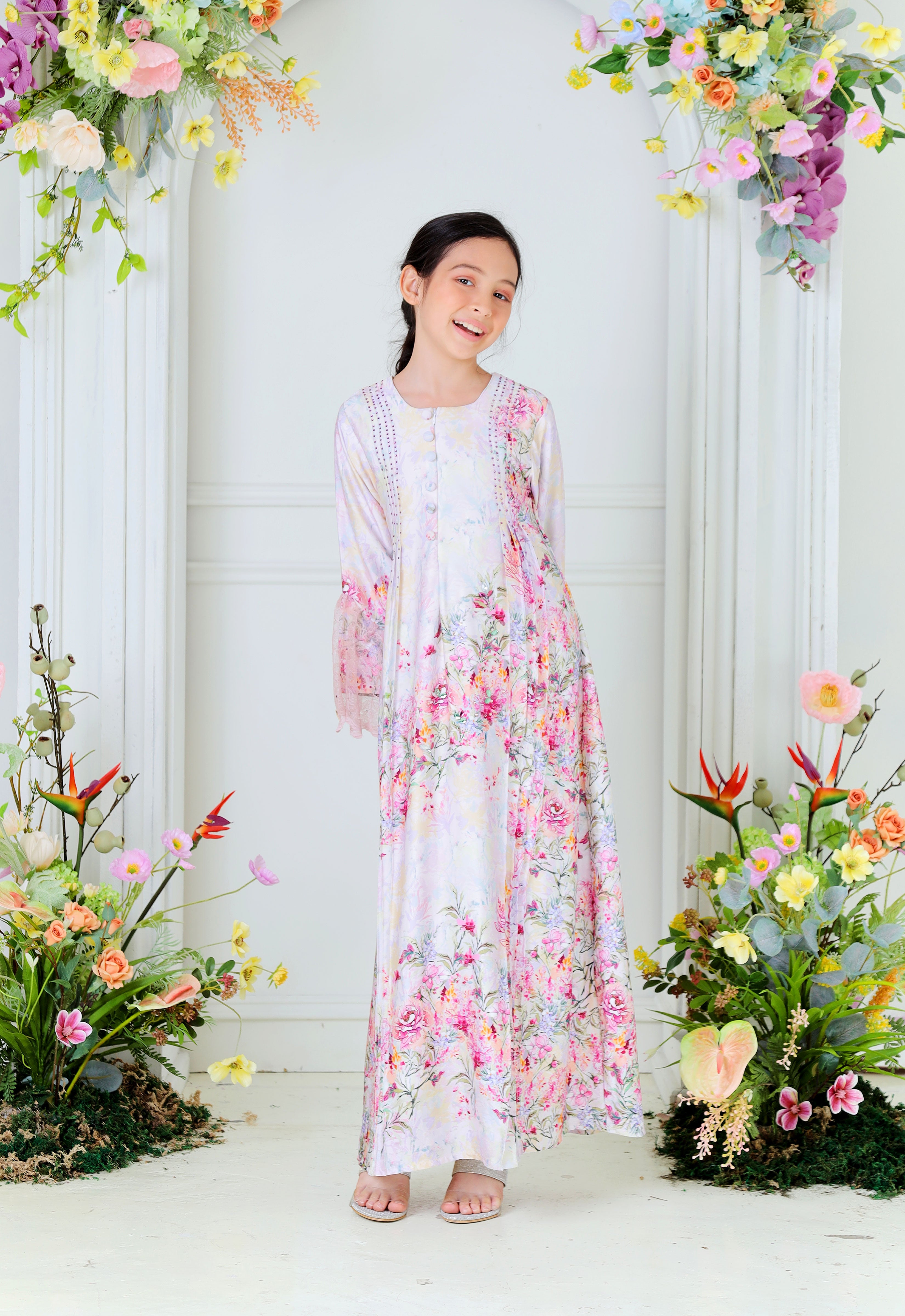 DEENARA KIDS ABAYA - PINK