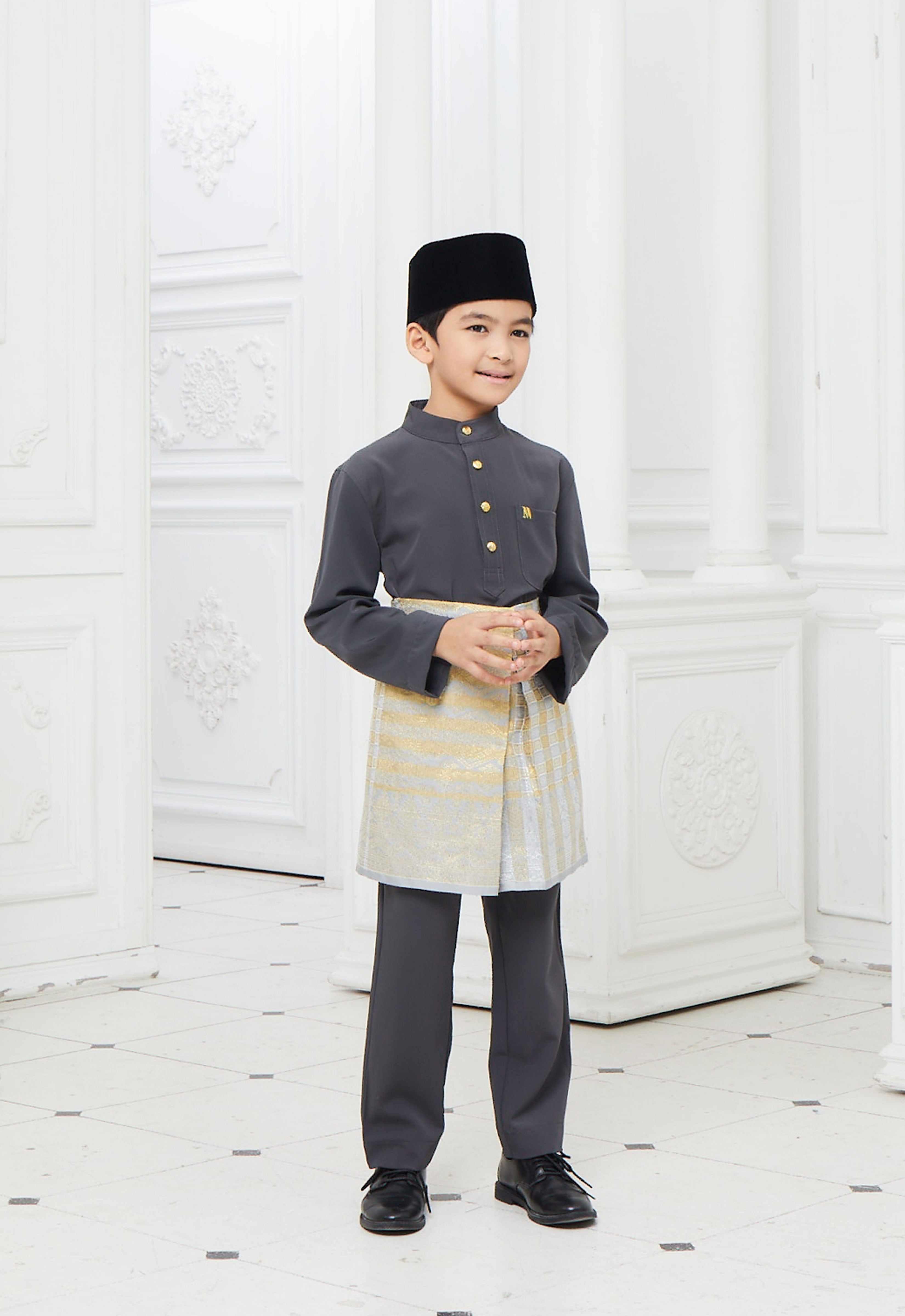 BAJU MELAYU KIDS - DARK GRAY