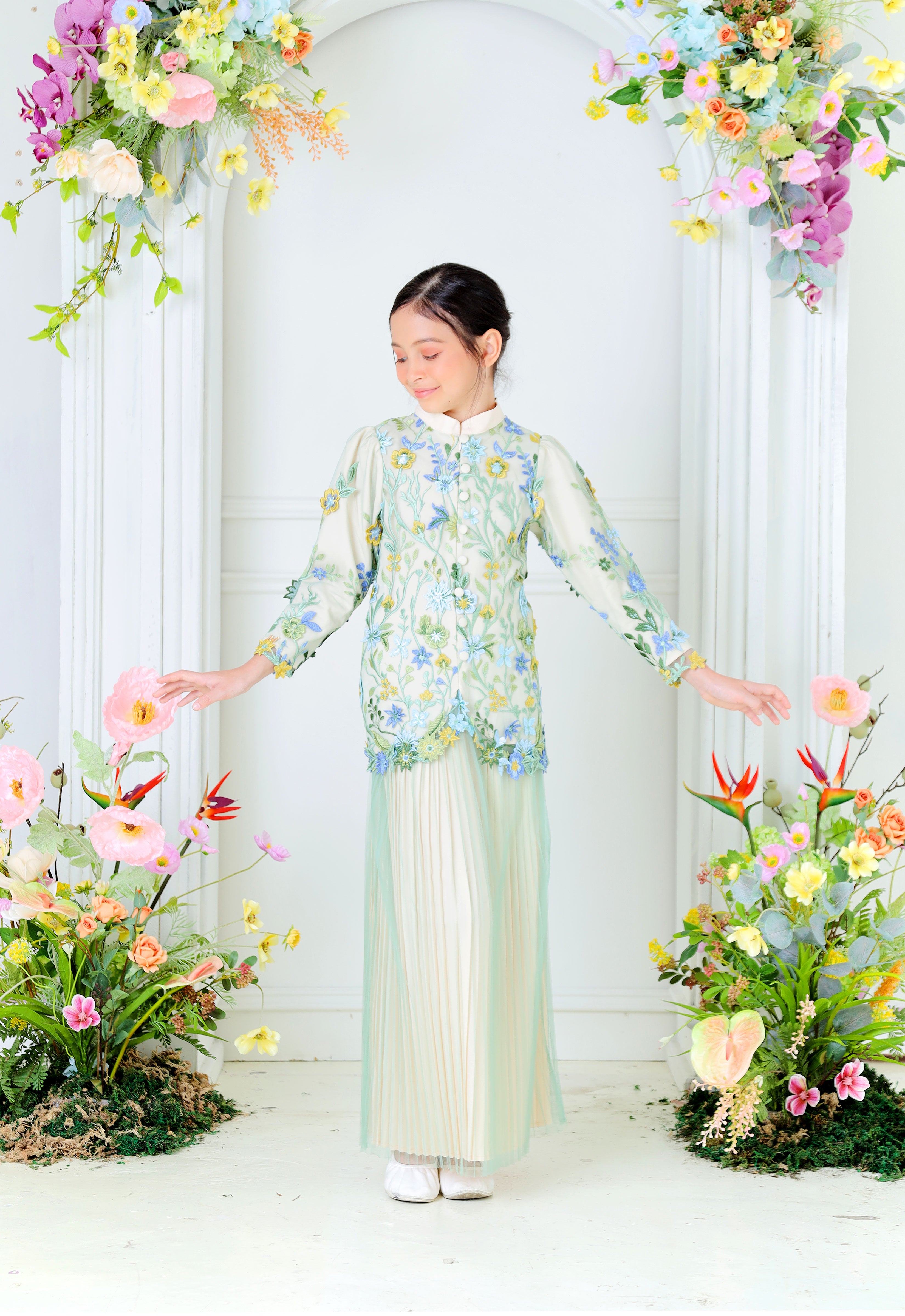 ELVINA LUXE KIDS MINI KURUNG - GREEN