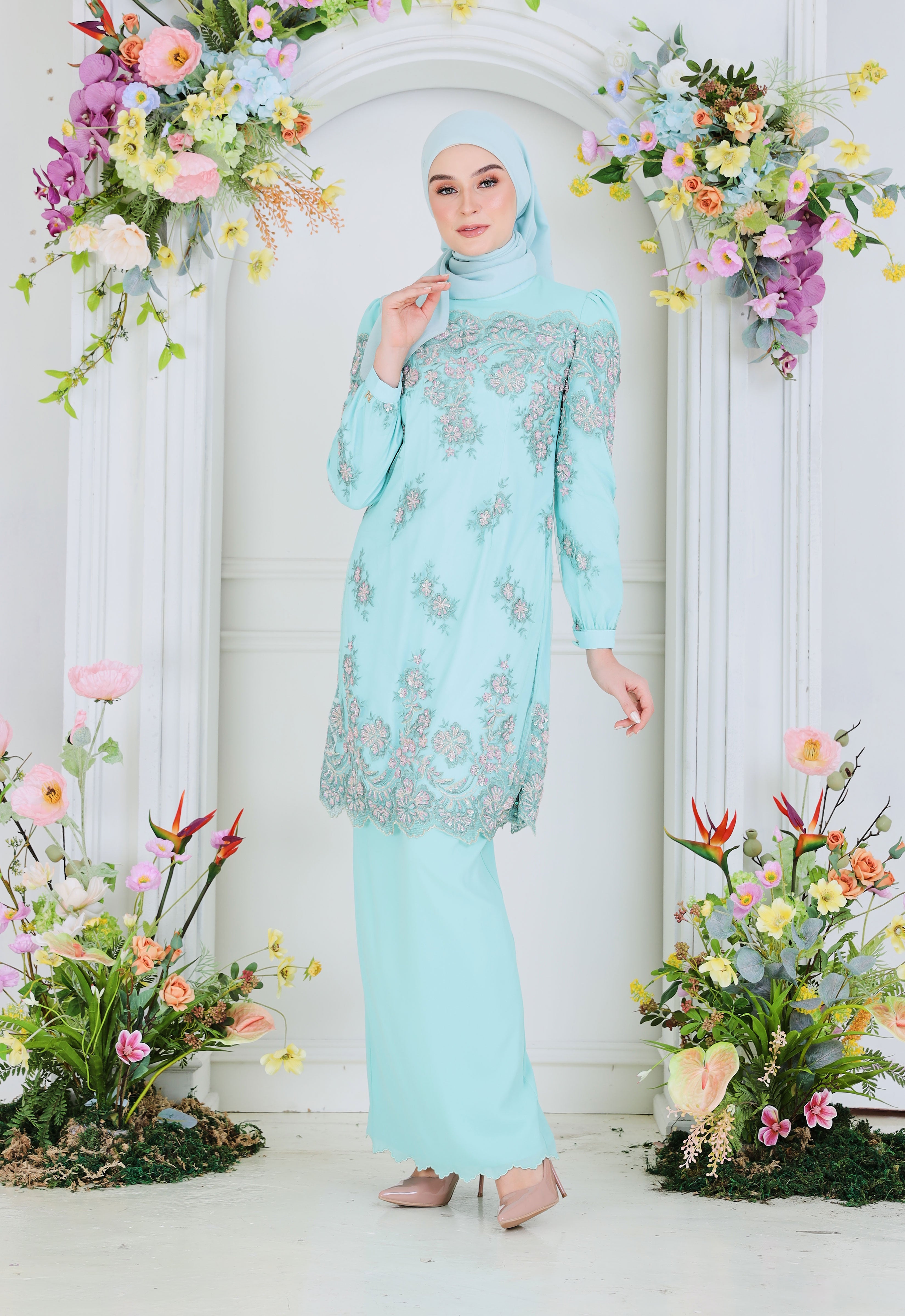 ERYNA LUXE KURUNG - PASTEL TURQOUISE