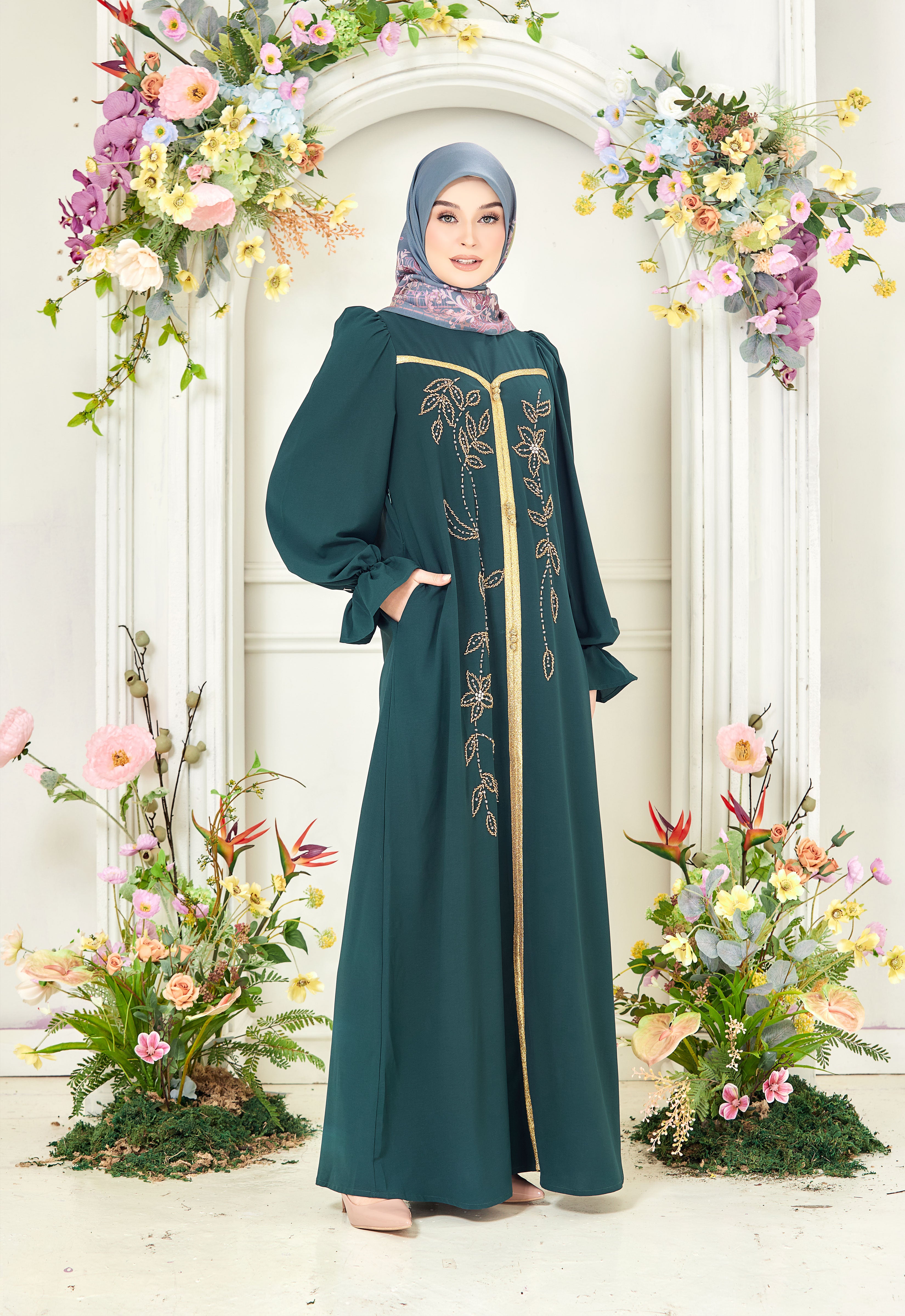 HUMAYRA ABAYA - EMERALD GREEN