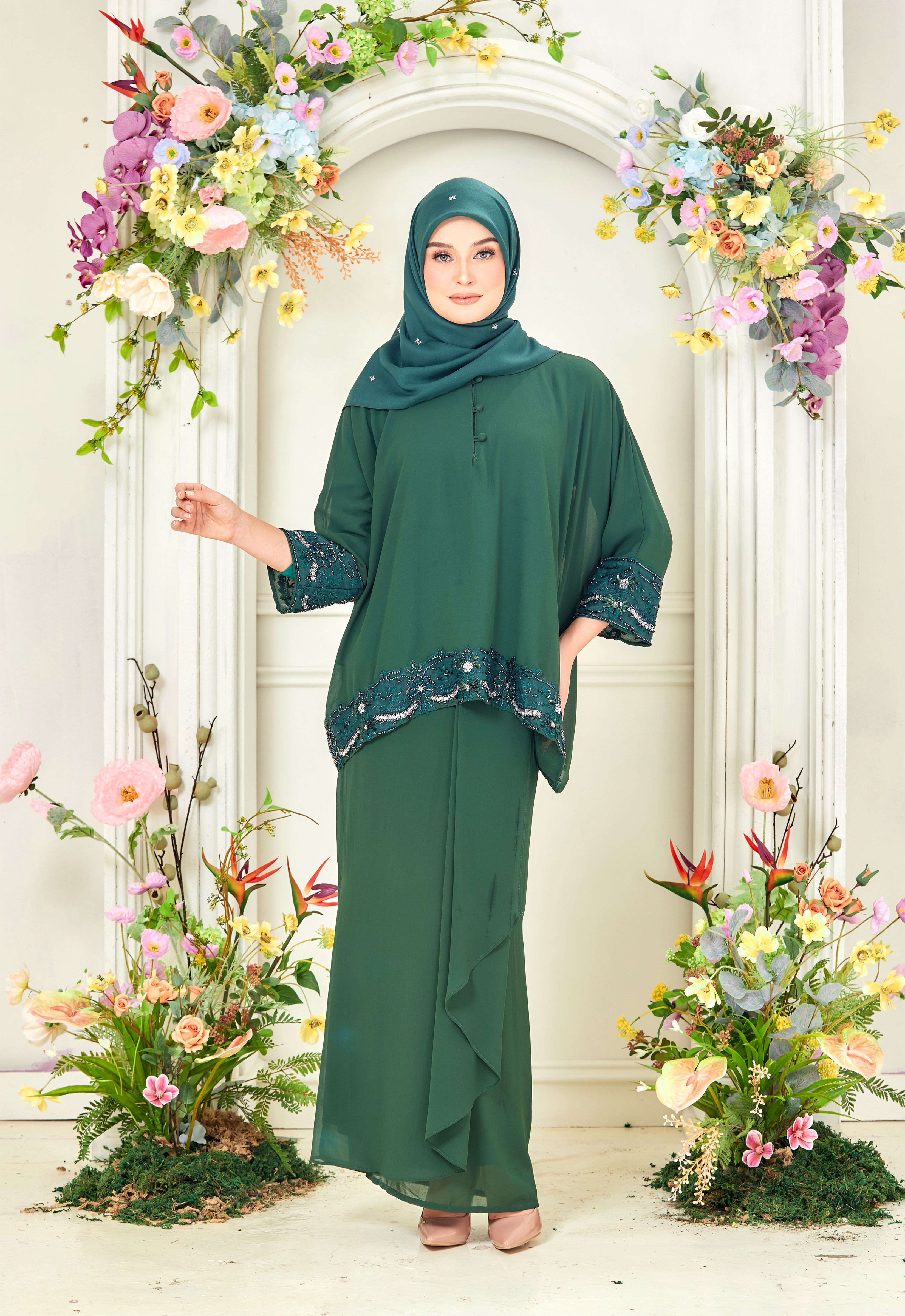 RANIA KAFTAN KURUNG - FORMAL GREEN