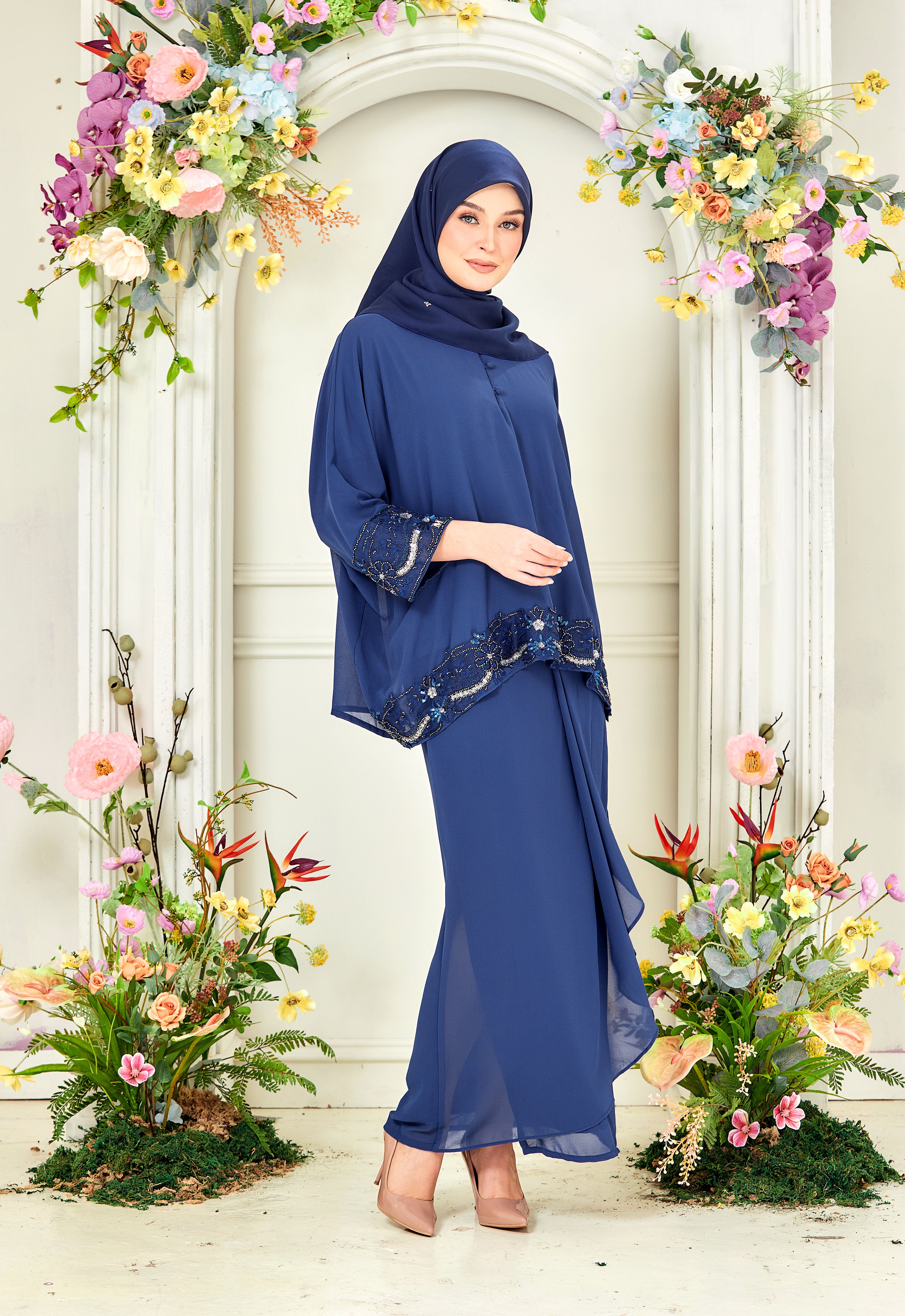 RANIA KAFTAN KURUNG - ROYAL BLUE