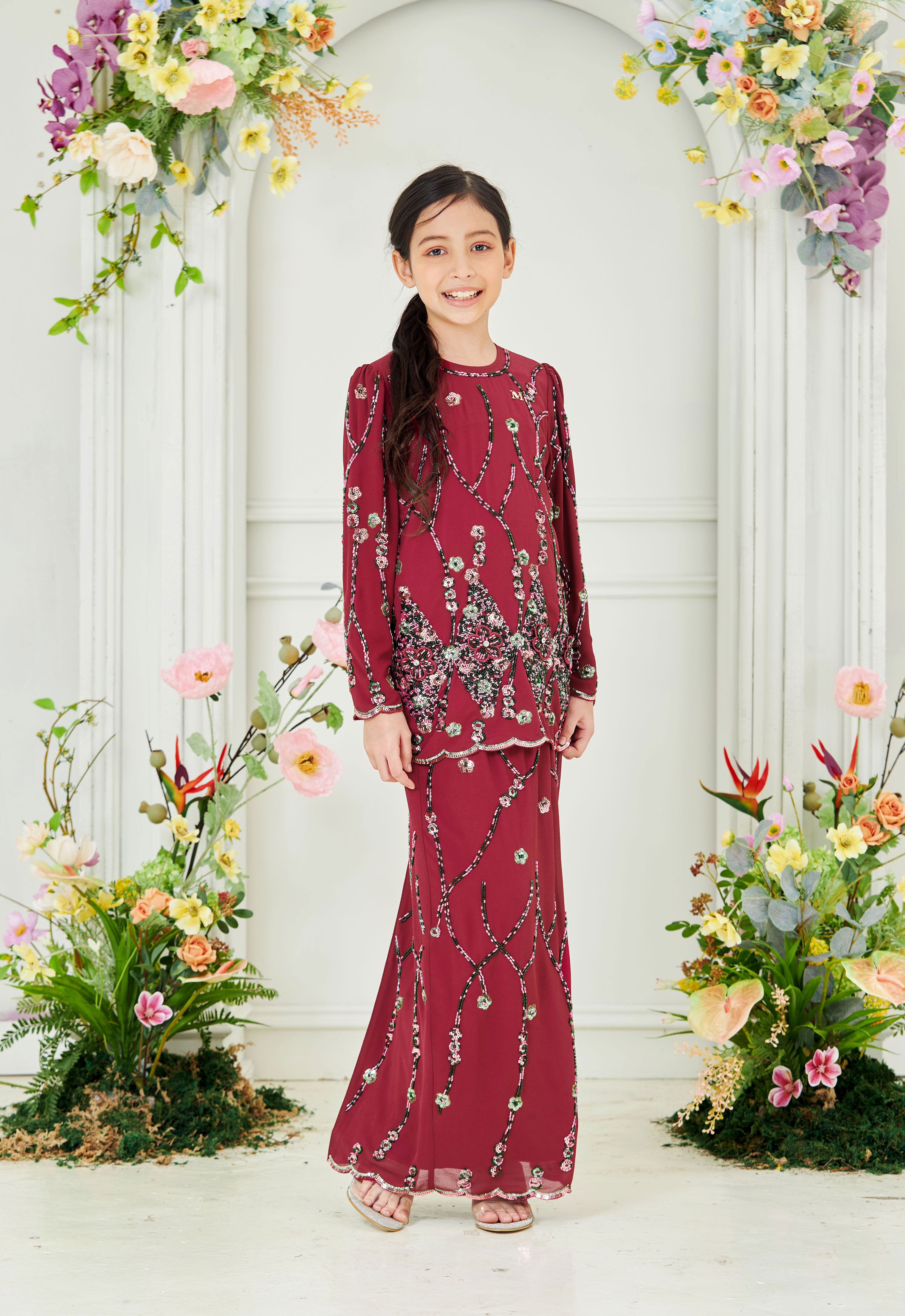 WAFIYAA SUPER LUXE KIDS KURUNG - MAGENTA