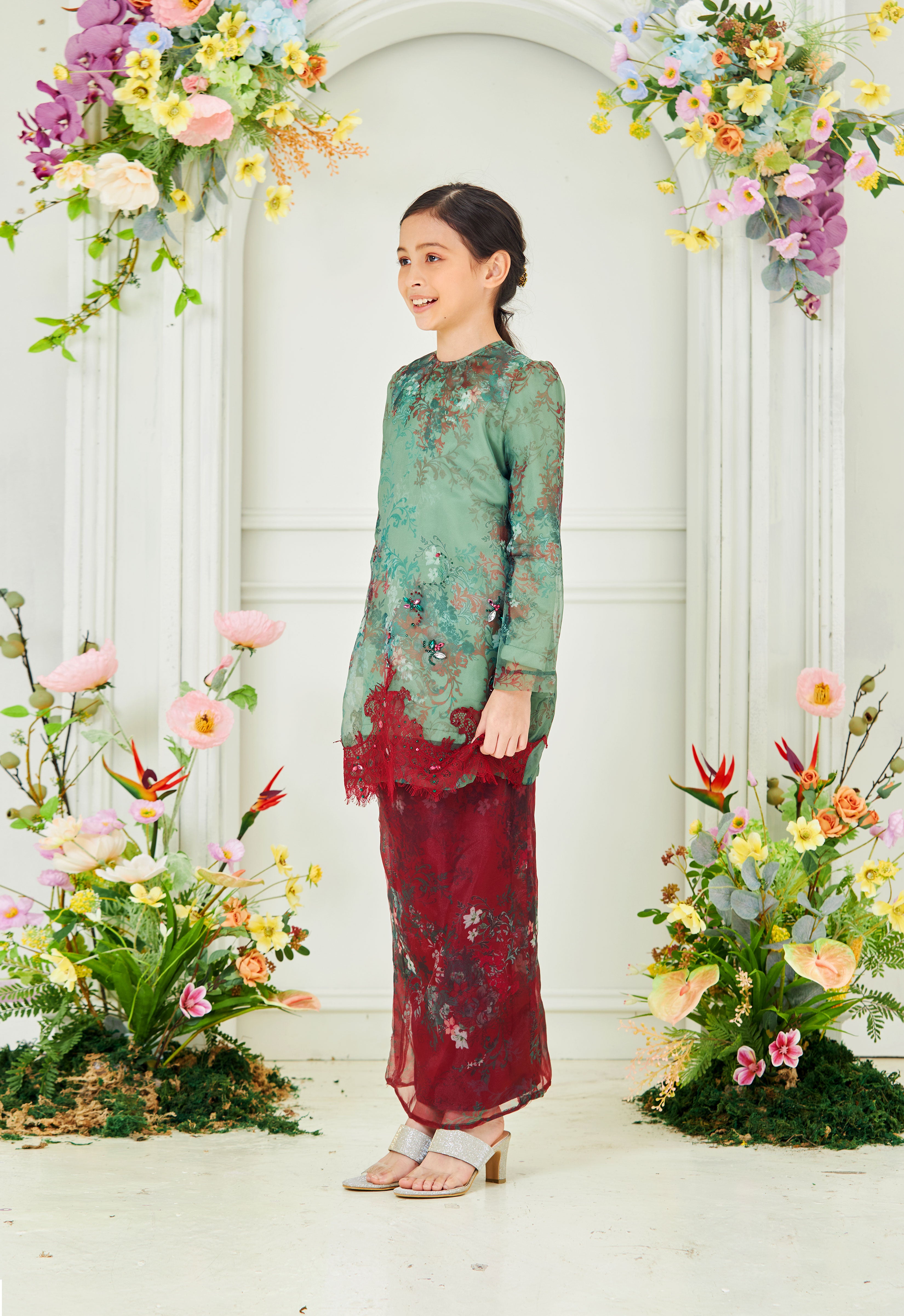 ROZELLA KIDS RIAW KURUNG - RED GREEN