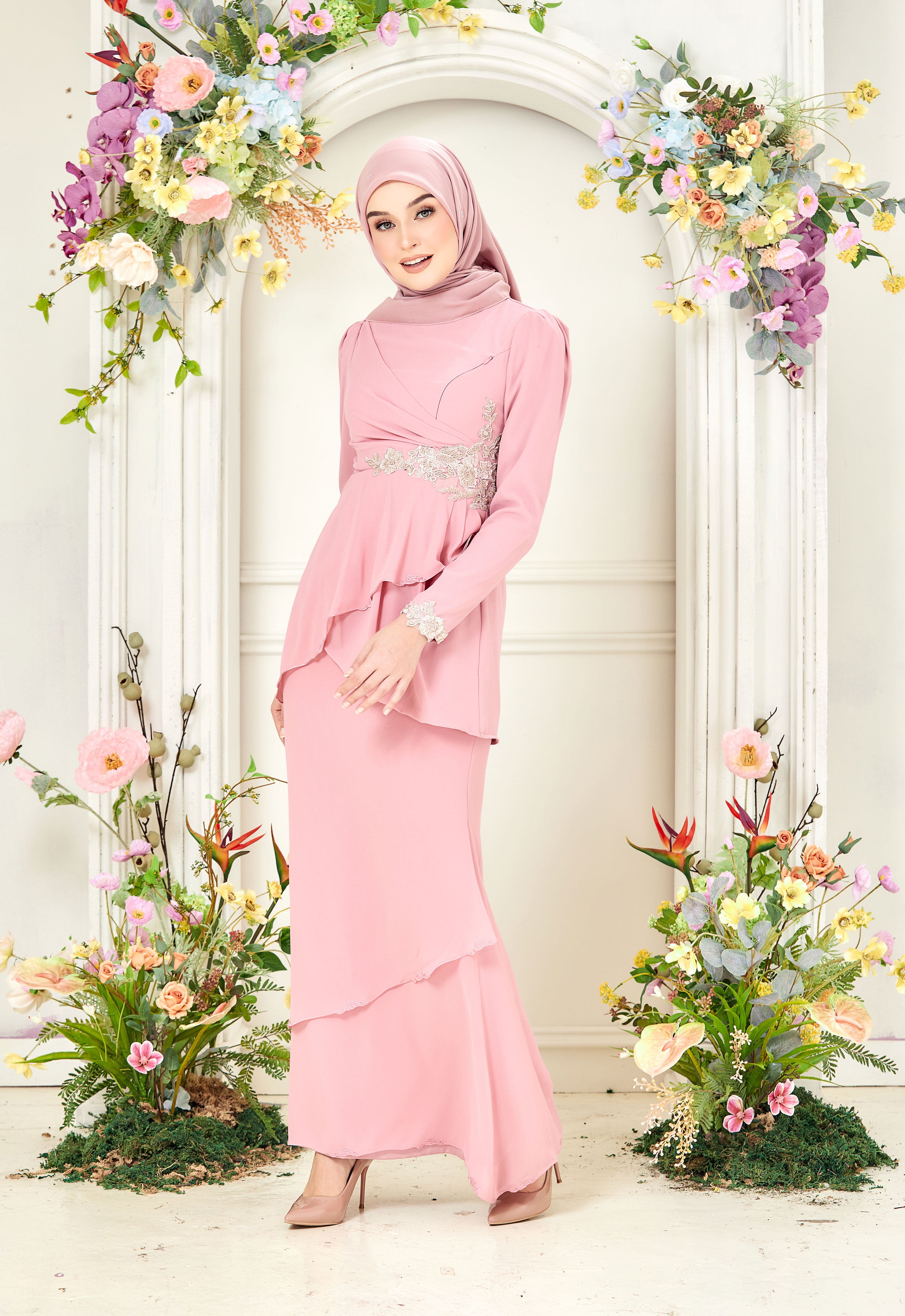 AYLEEN RUFFLE KURUNG - CANDY PINK