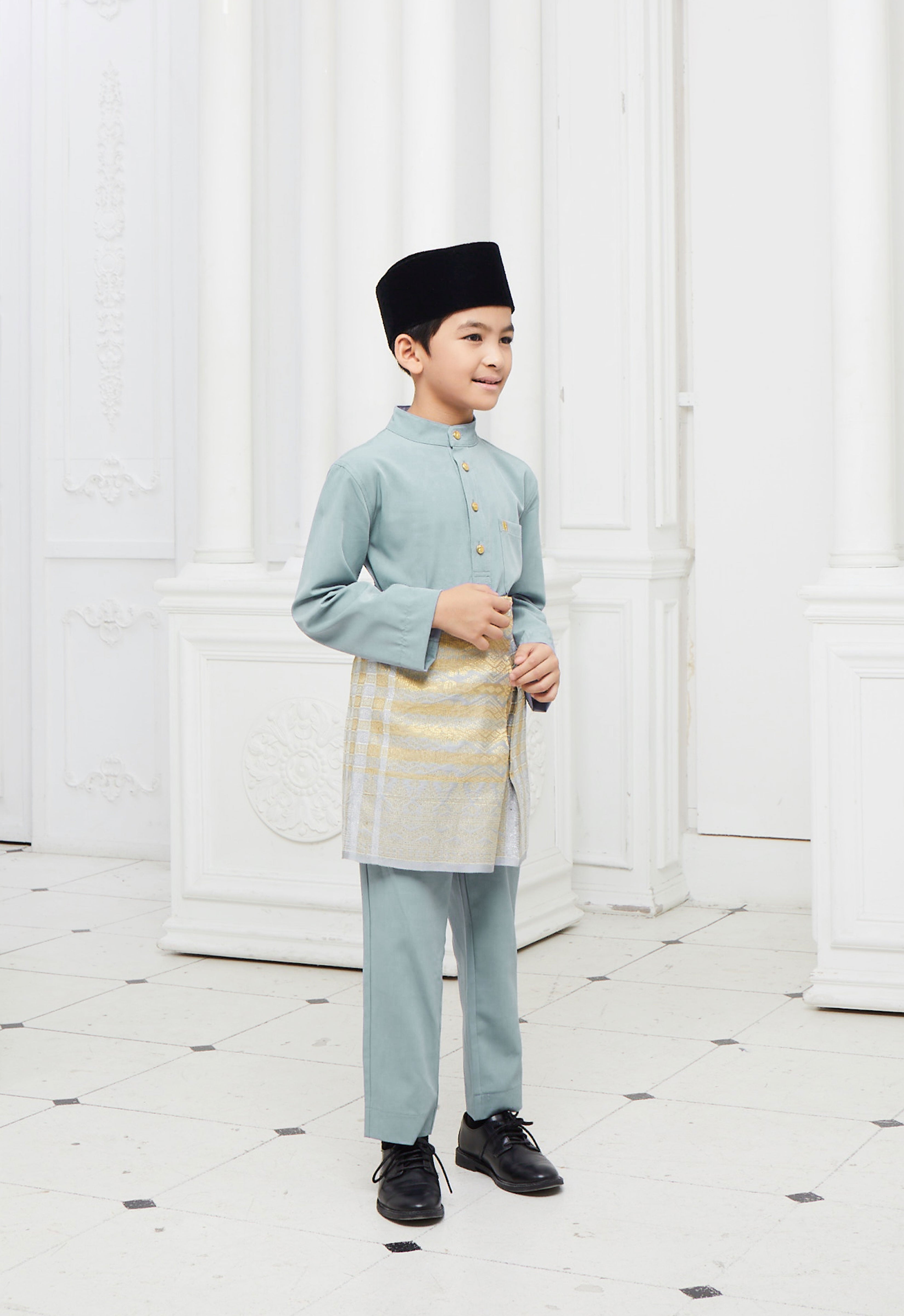 BAJU MELAYU KIDS - BLUE GRAY