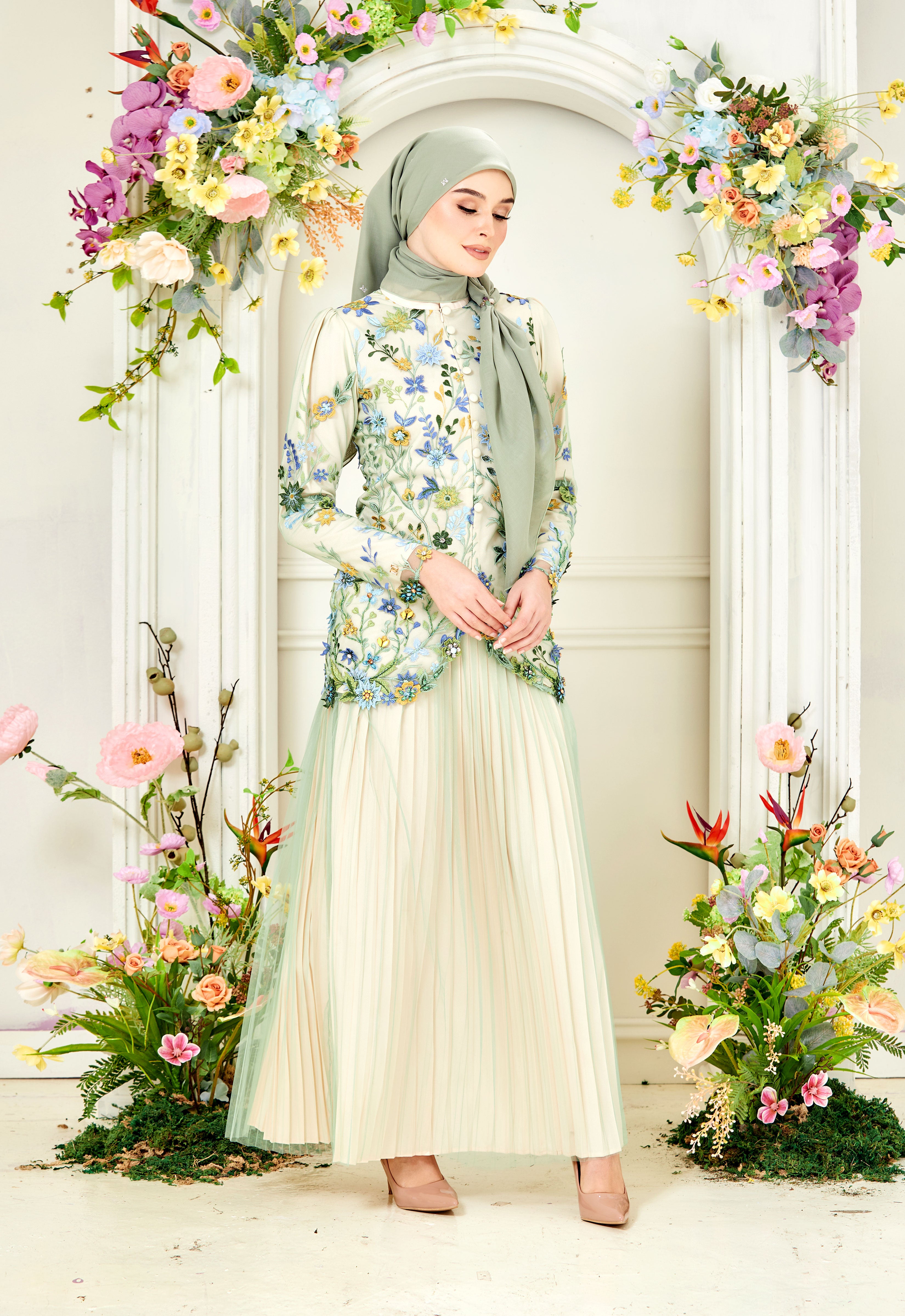ELVINA LUXE MINI KURUNG - GREEN