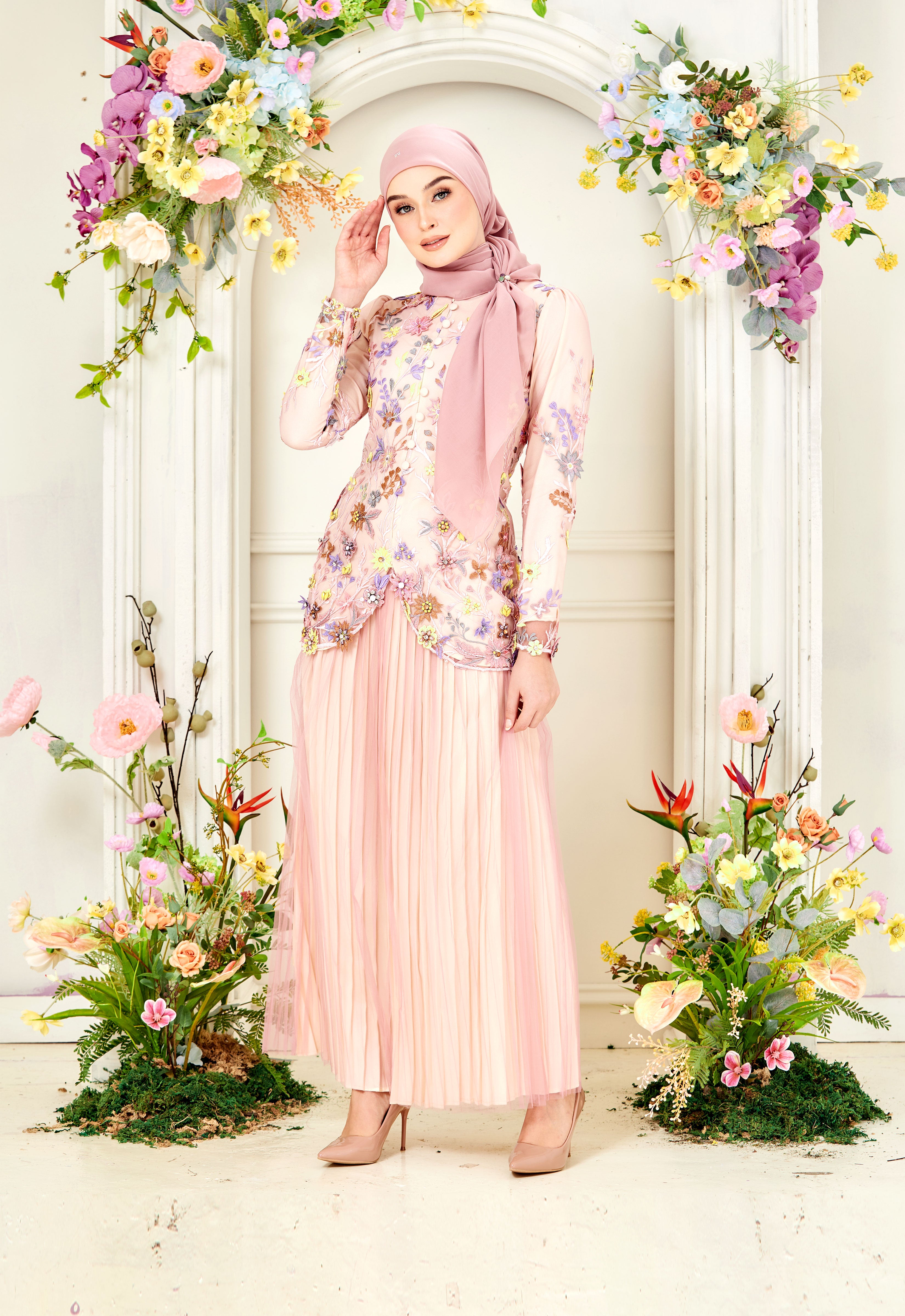ELVINA LUXE MINI KURUNG - PINK