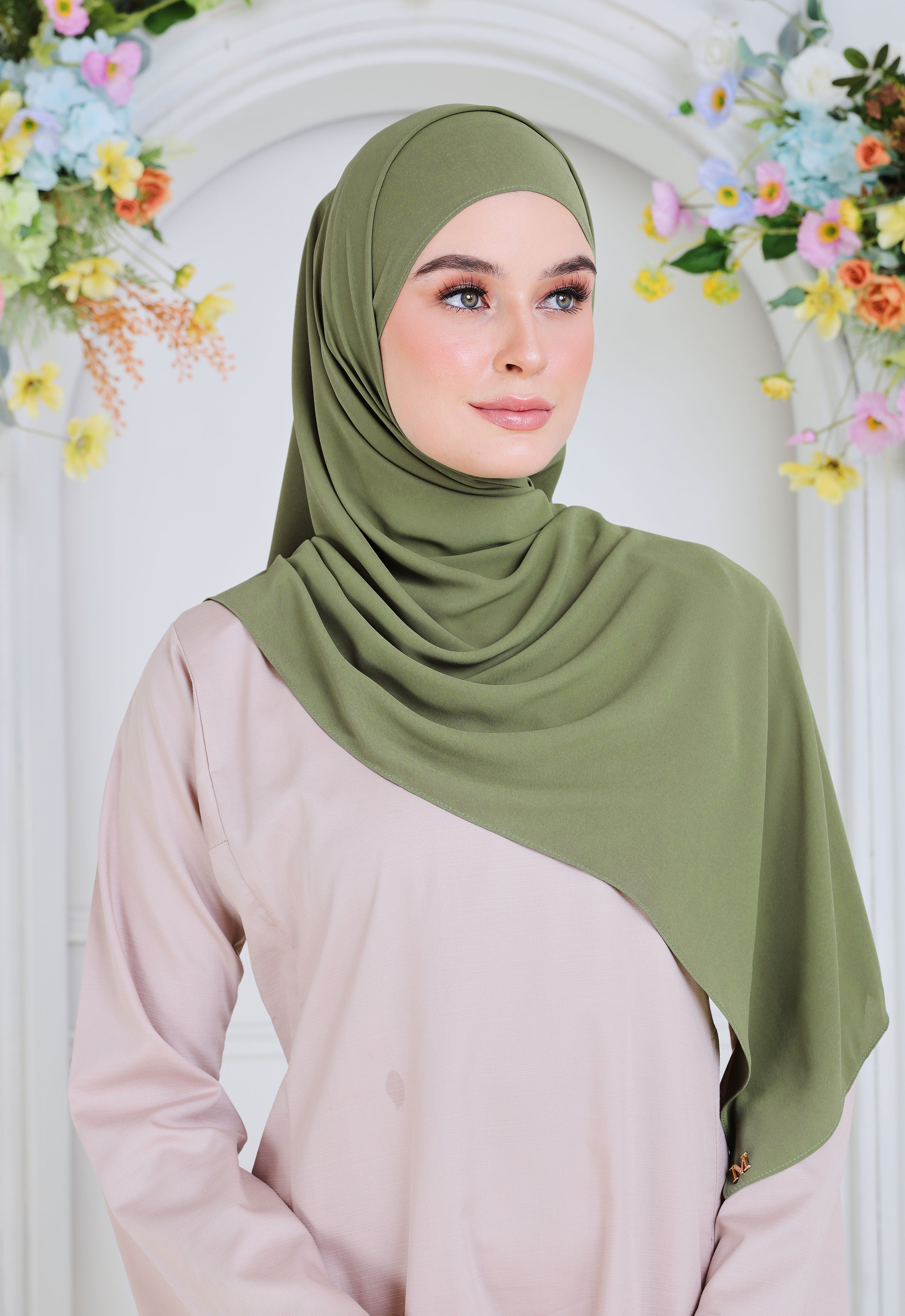 BASIC PLAIN SHAWL - MOSS GREEN