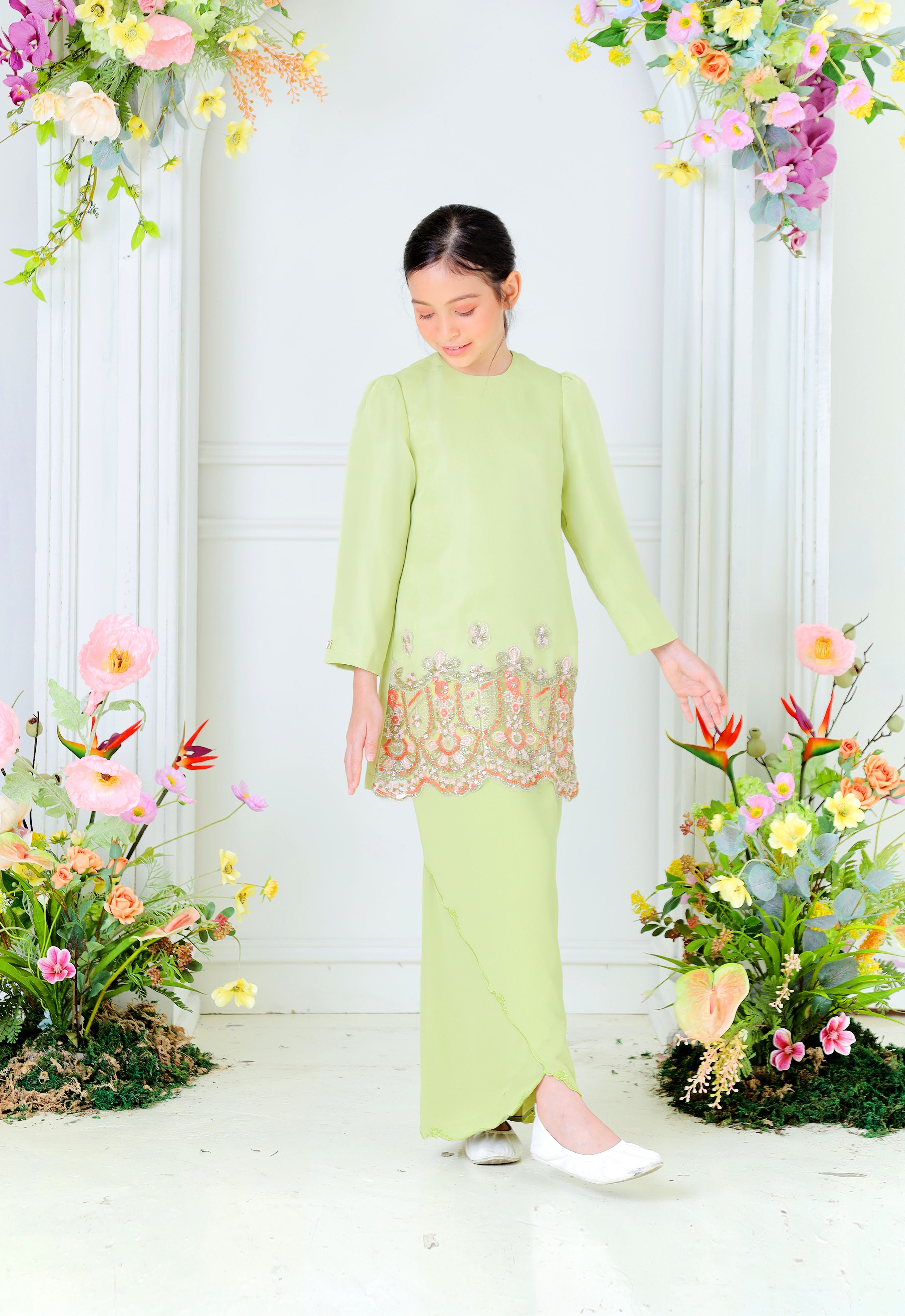 NOURA SUPER LUXE KIDS KURUNG - MOSS GREEN