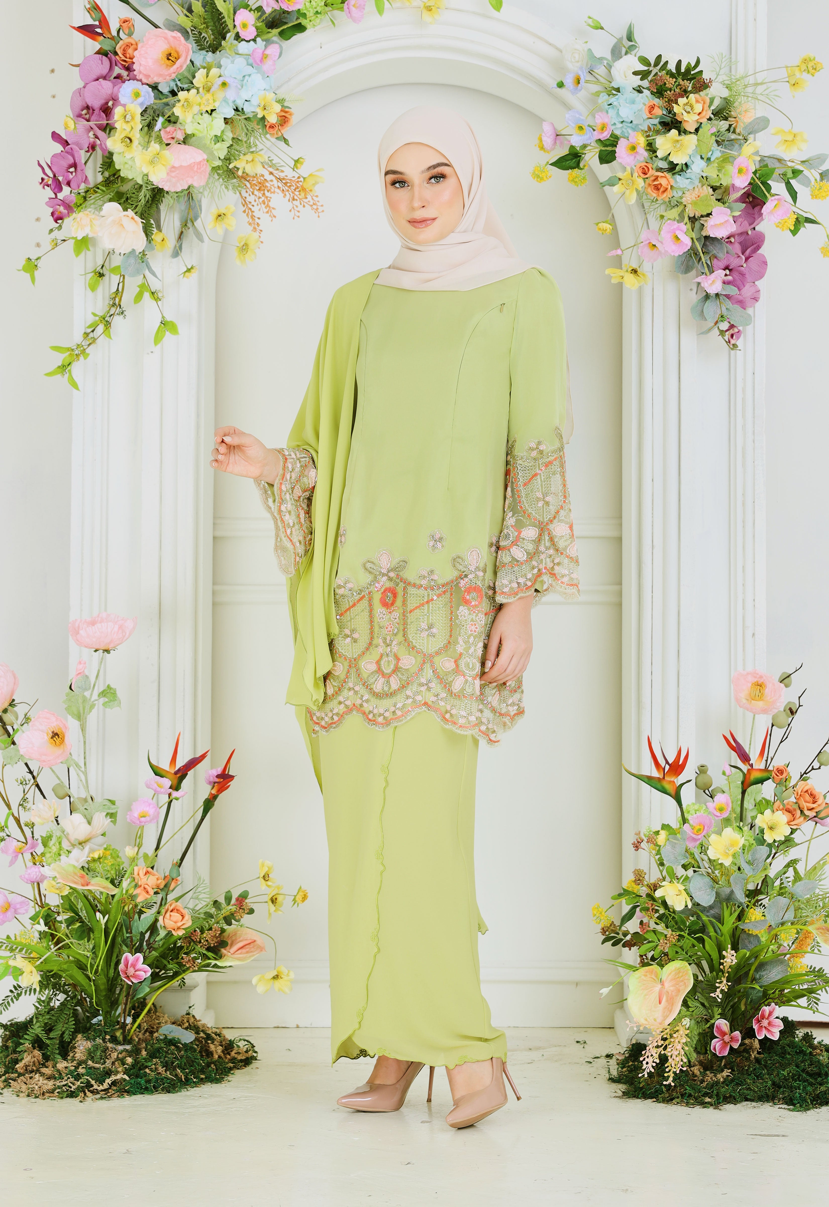 NOURA SUPER LUXE KURUNG - MOSS GREEN