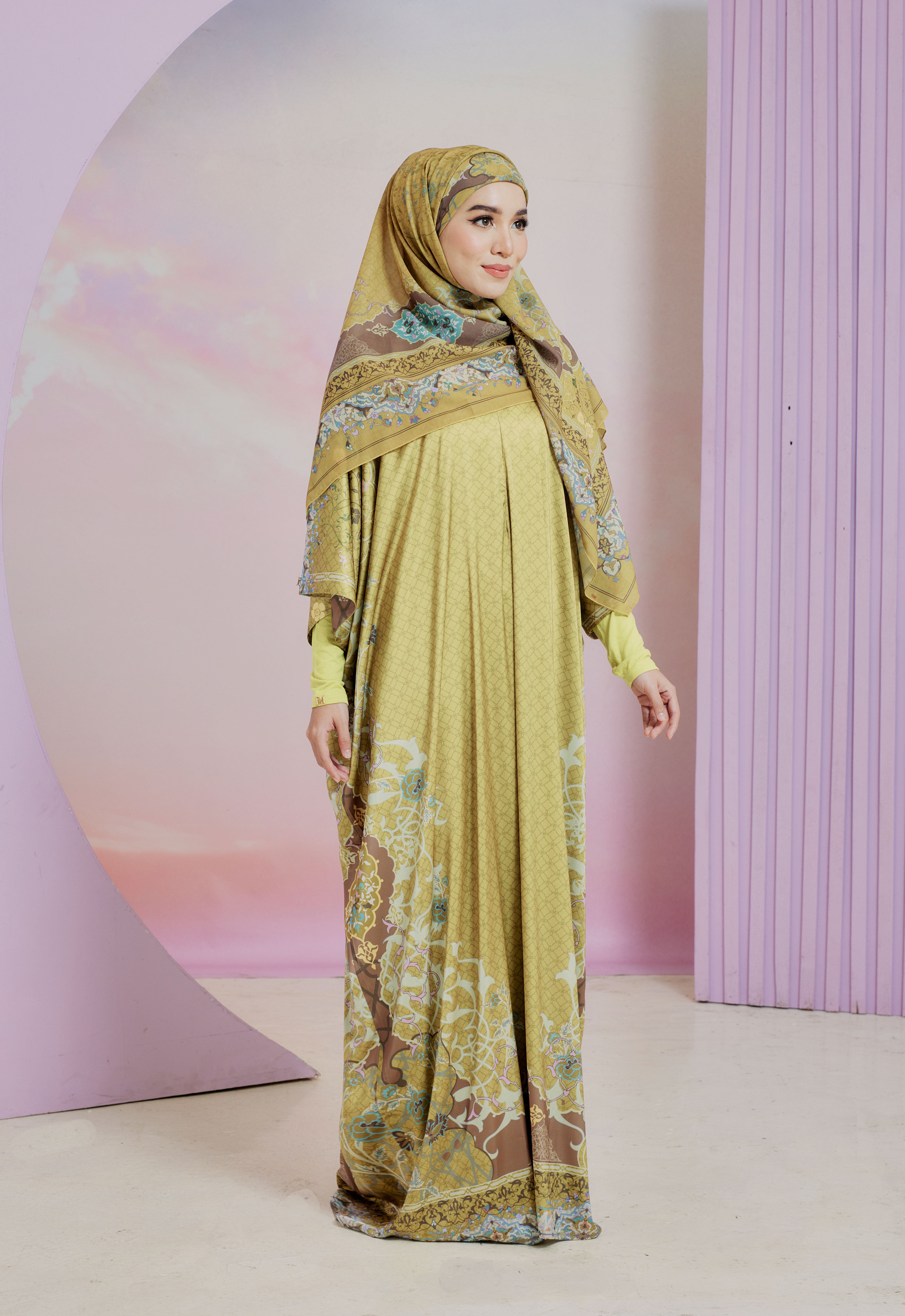 HARAMAIN ABAYA - OLIVE YELLOW