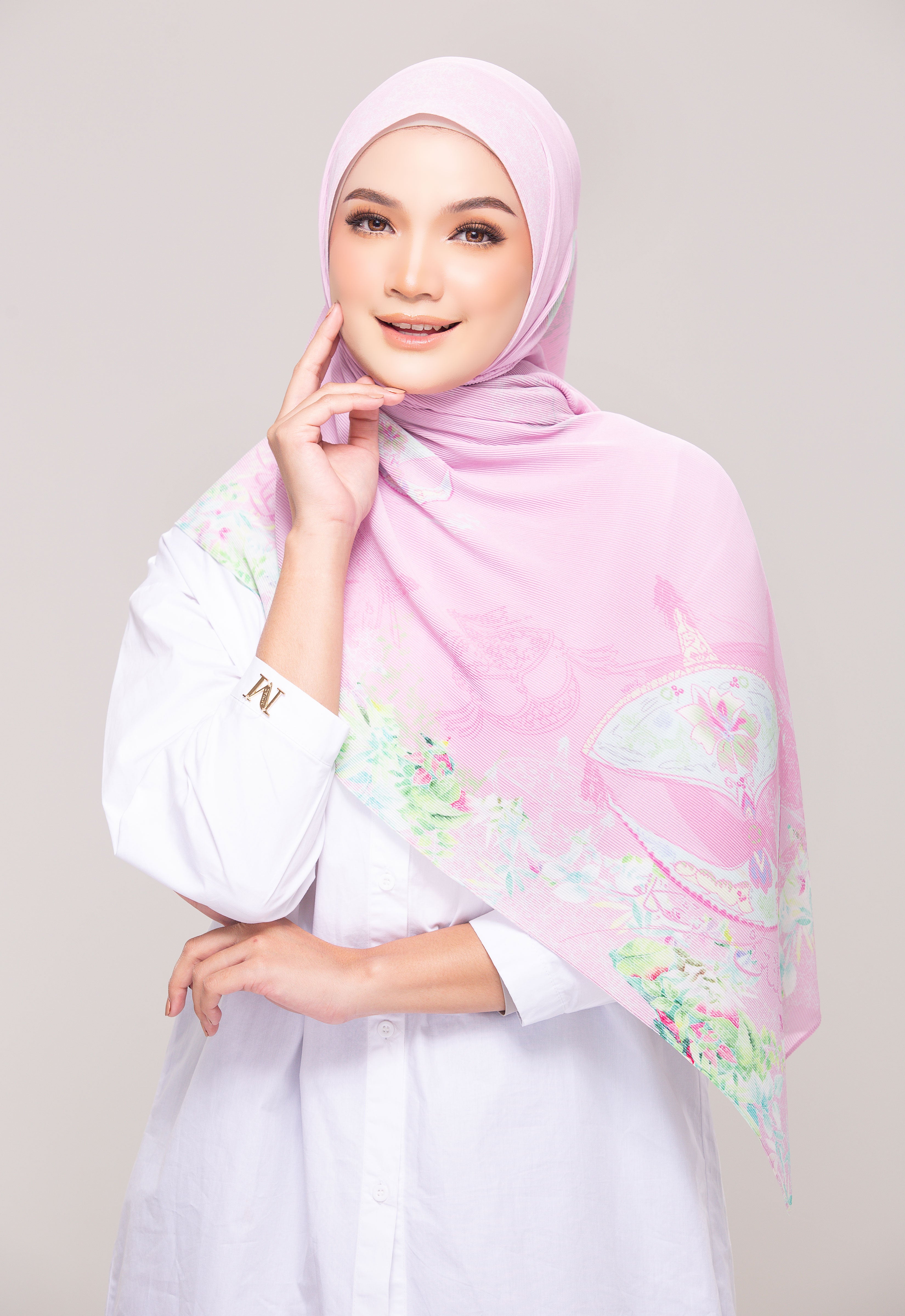 PRINTED PLEATED SHAWL - PANTAI TIMUR